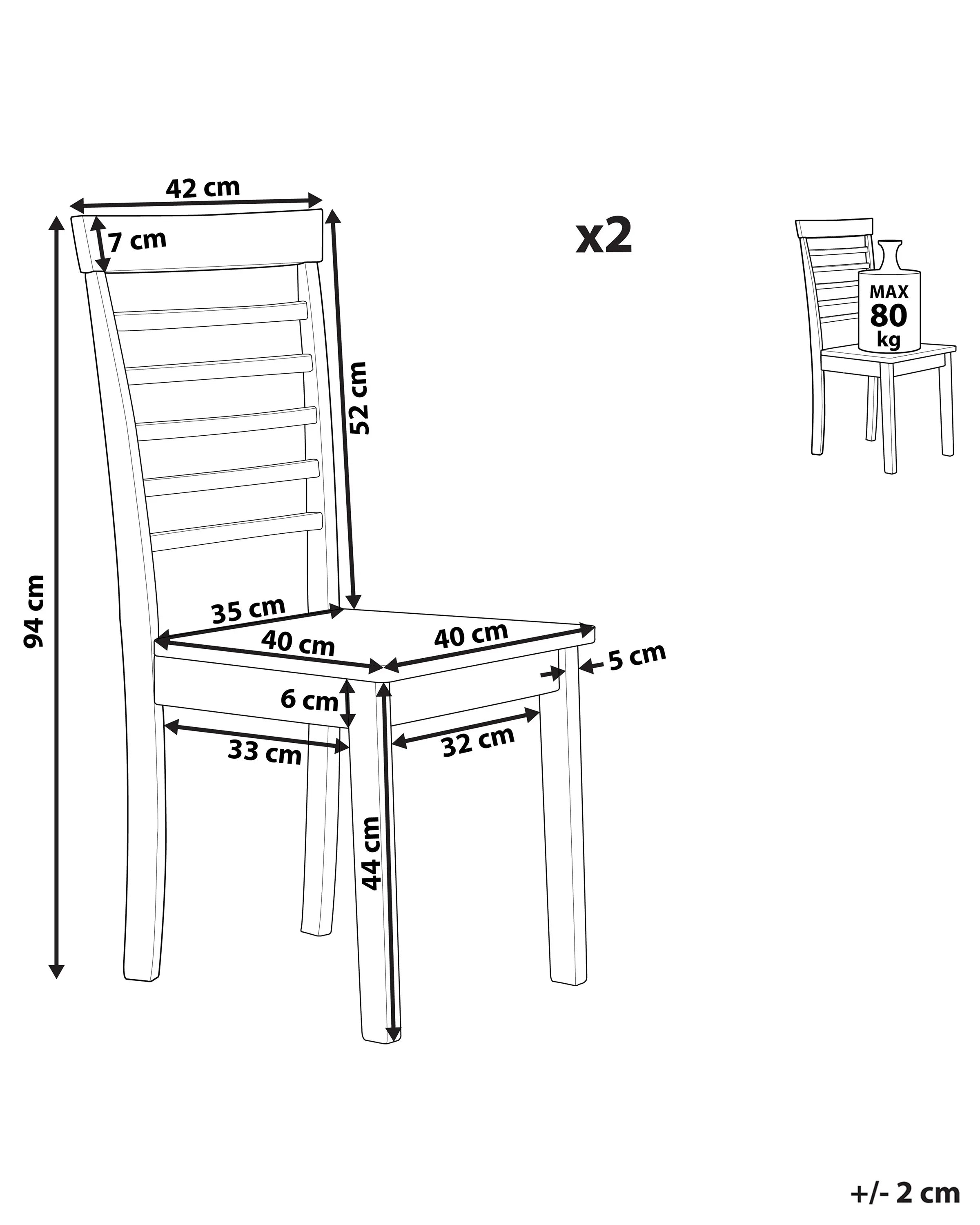 Lot de 2 chaises de salle à manger Bois Blanc