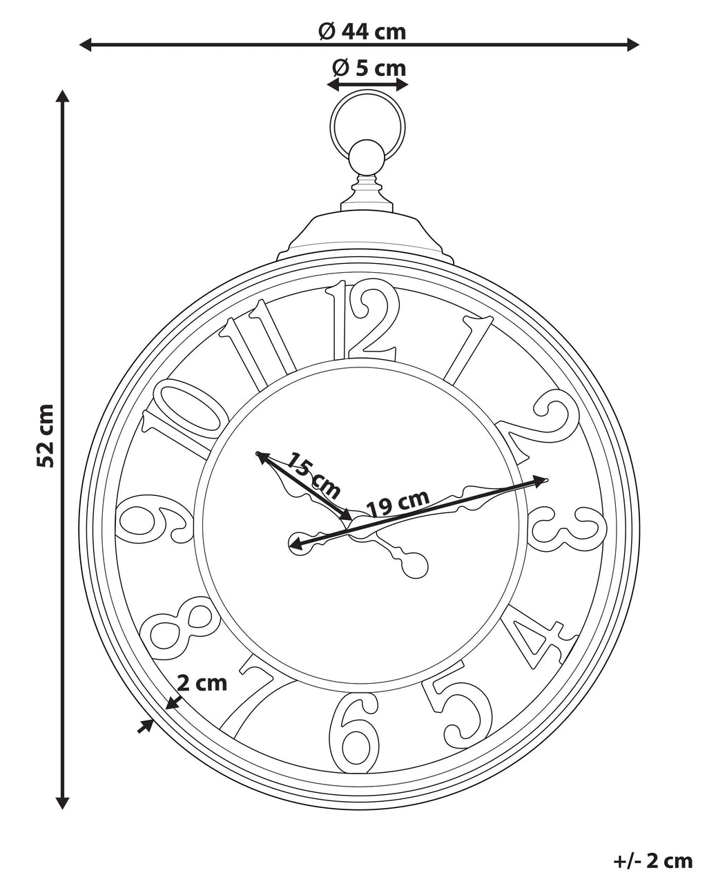 Horloge murale 44 cm Noir