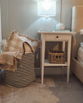 Panier en coton noir et blanc avec poignées