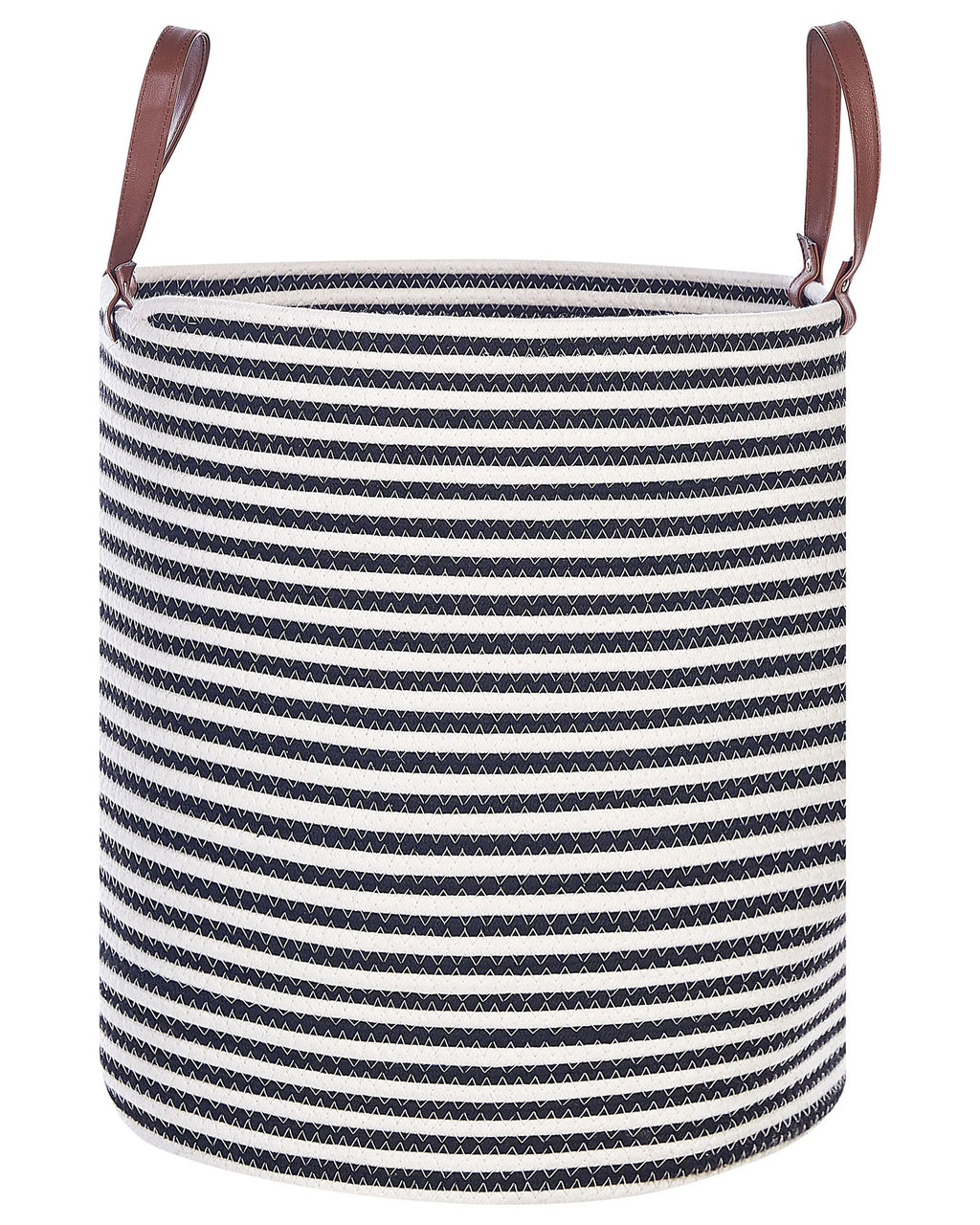Panier en coton noir et blanc avec poignées