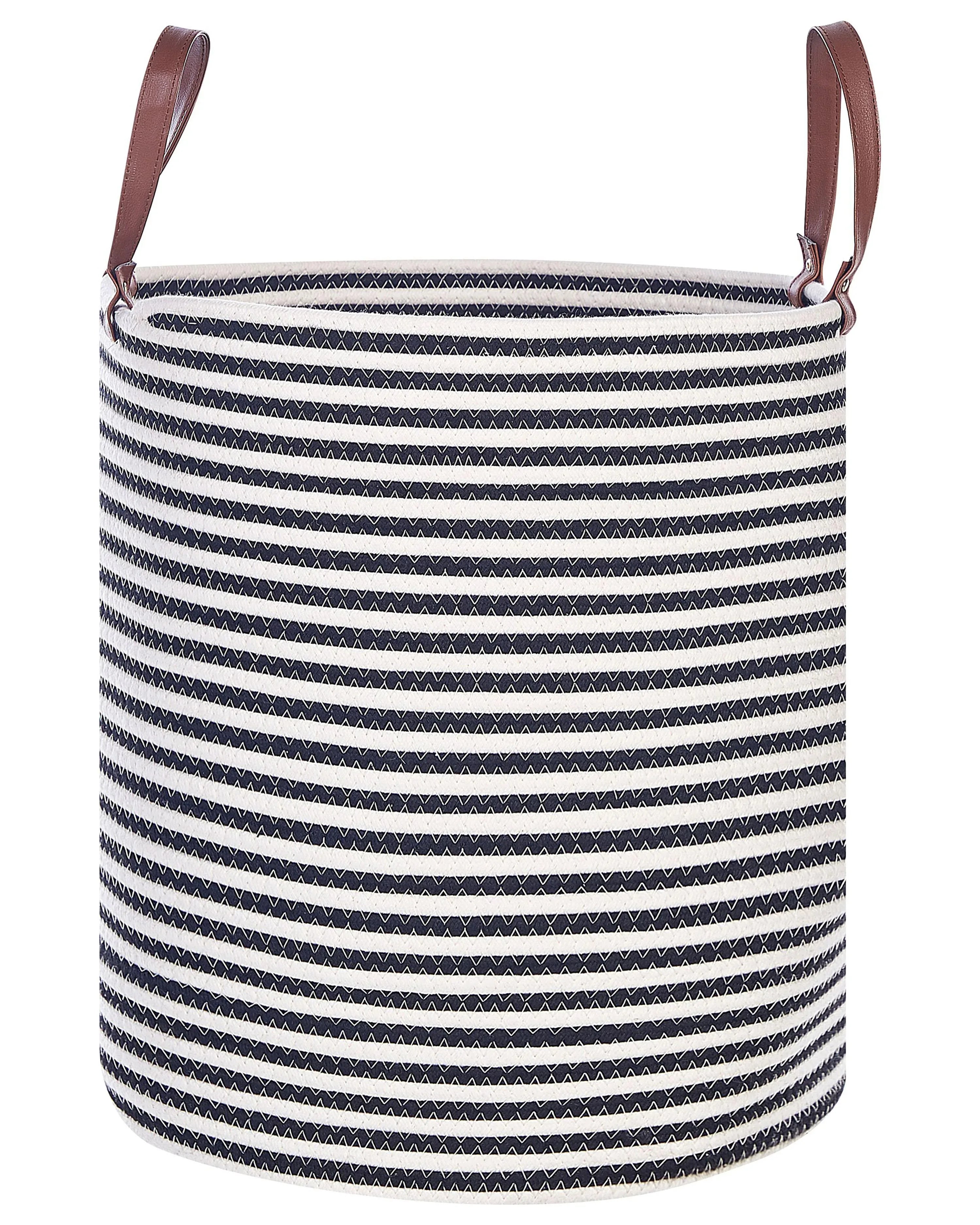 Panier en coton noir et blanc avec poignées