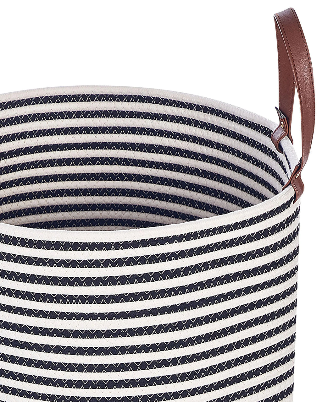 Panier en coton noir et blanc avec poignées