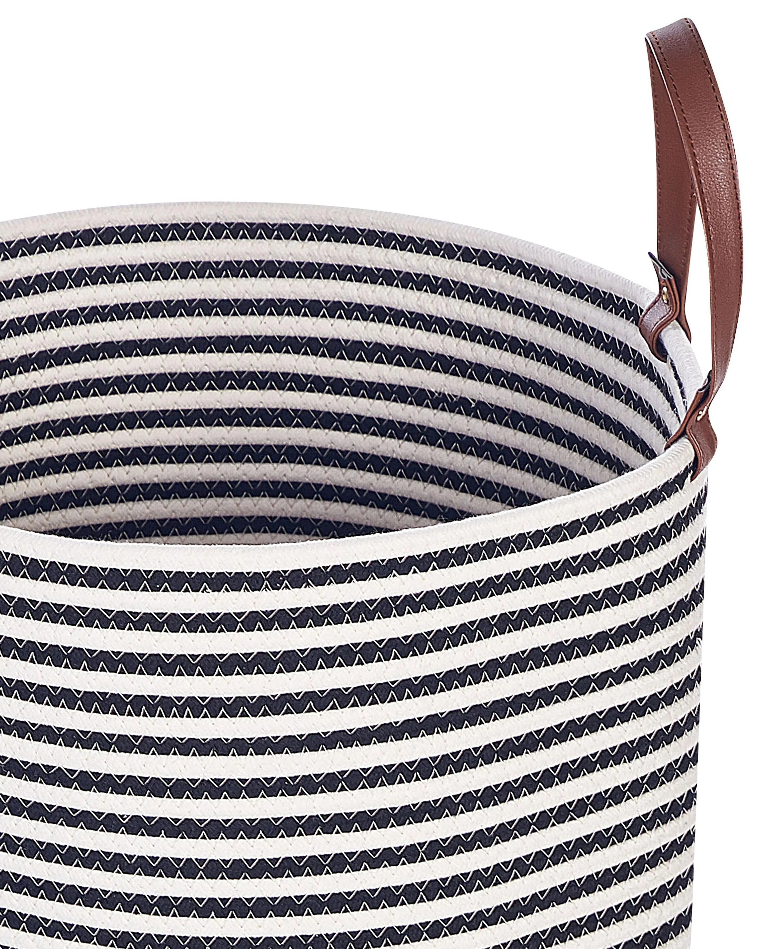 Panier en coton noir et blanc avec poignées