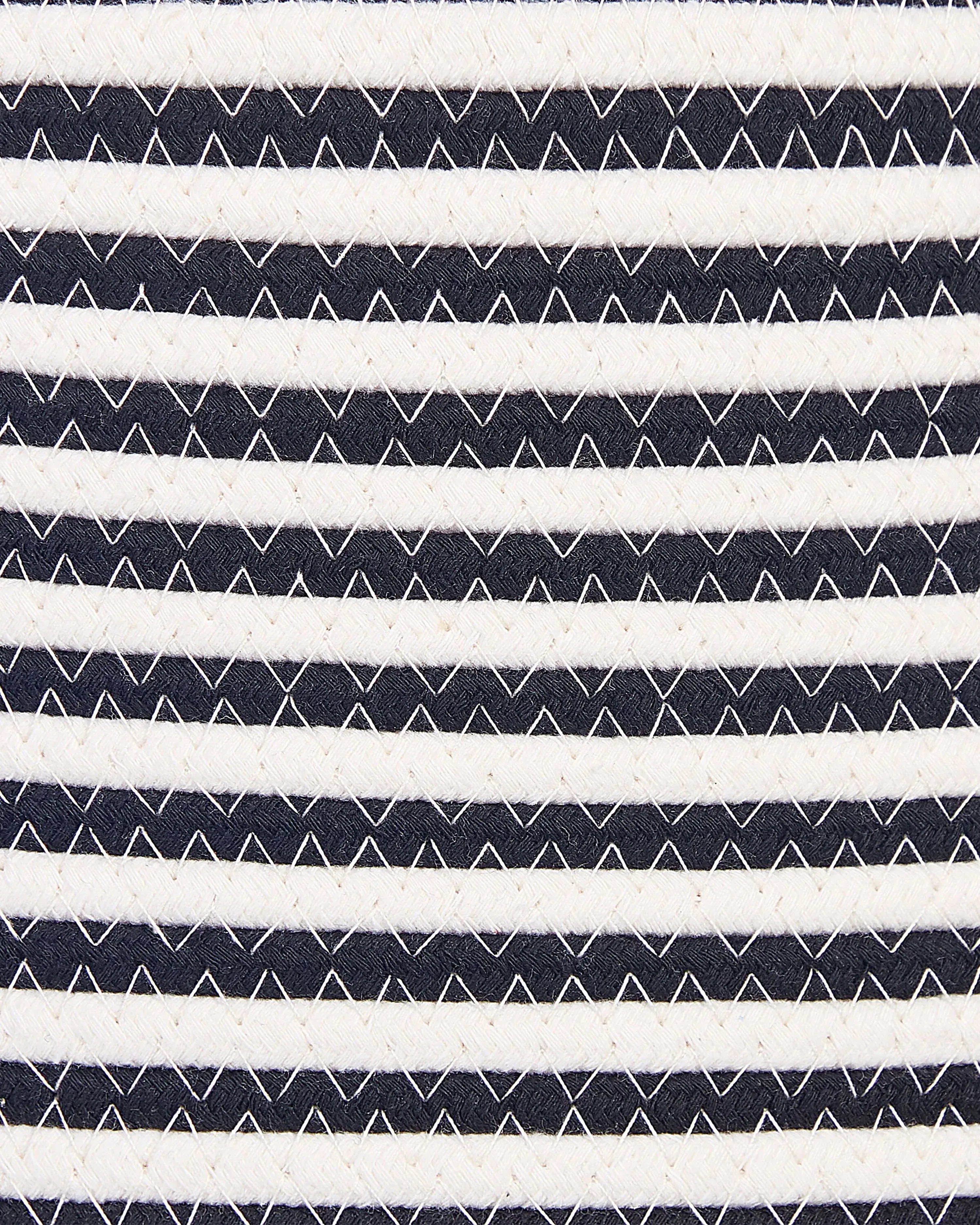 Panier en coton noir et blanc avec poignées