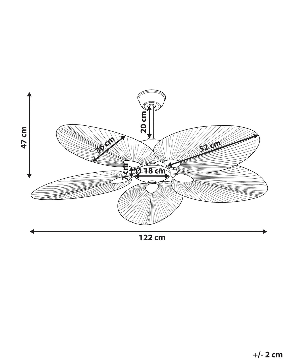 Ventilateur de plafond avec télécommande Naturel