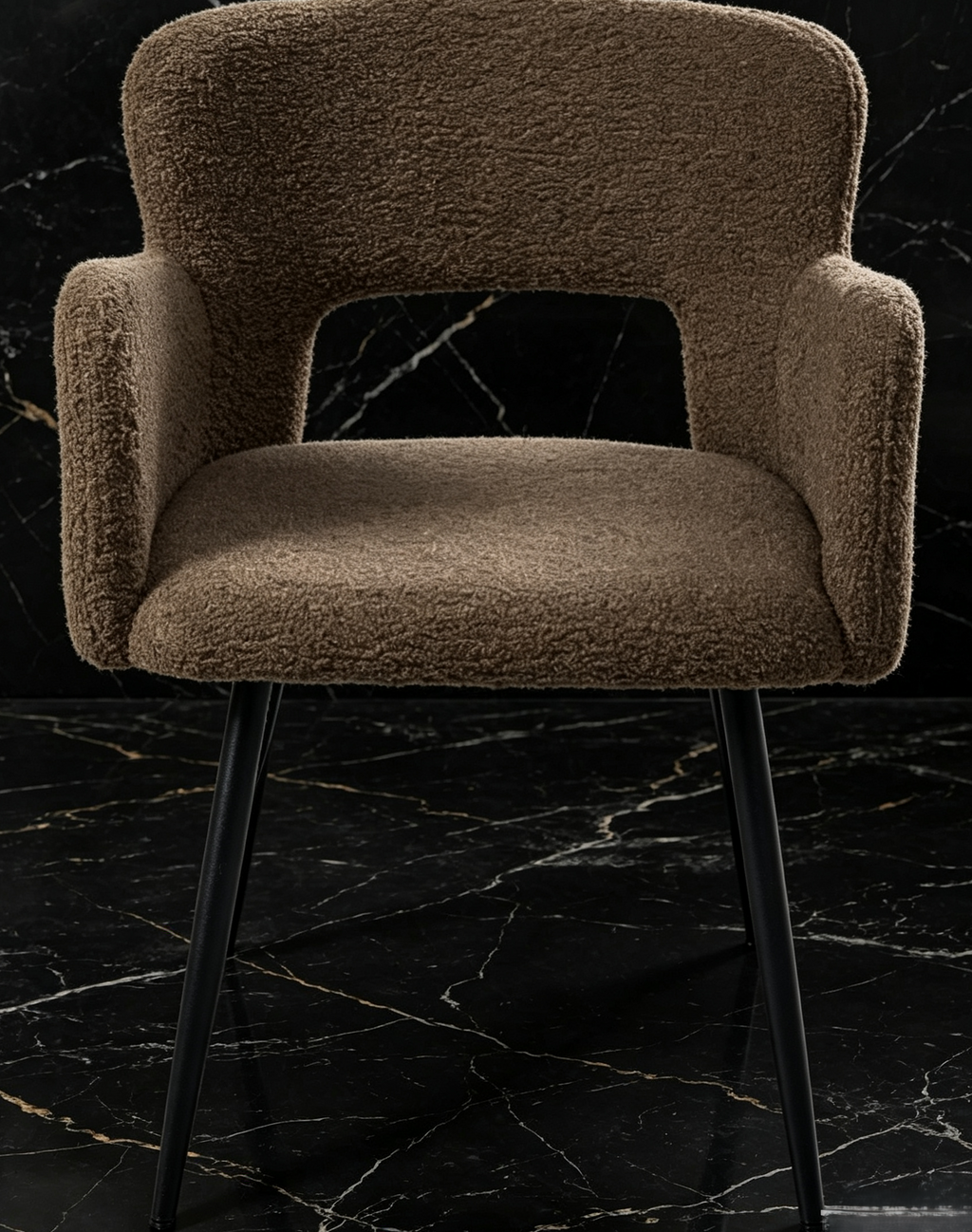 Lot de 2 chaises de salle à manger en bouclé marron