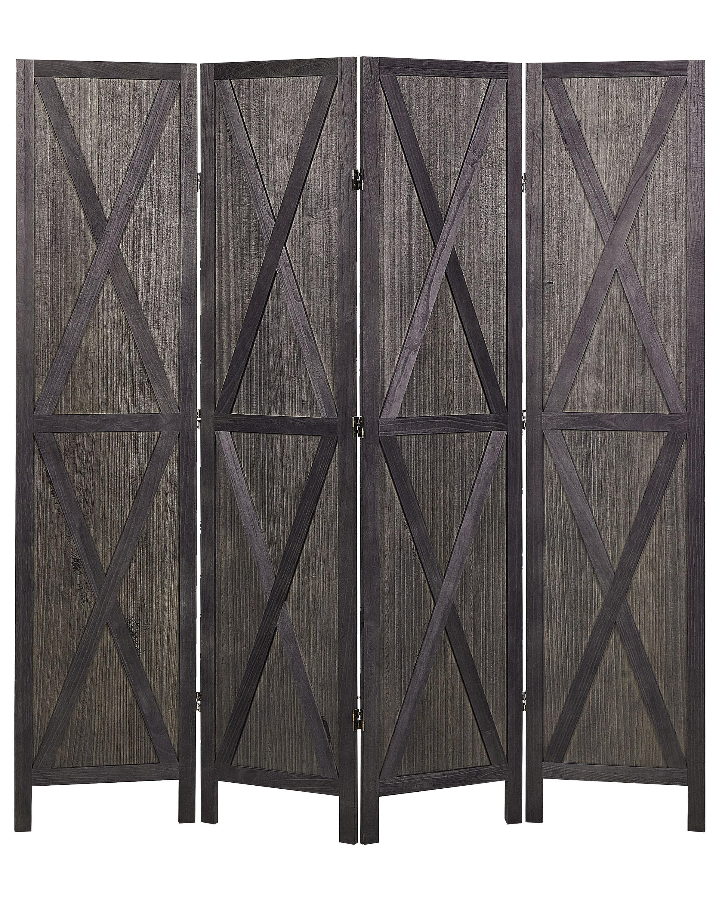 Paravent 4 panneaux marron foncé 163x170 cm