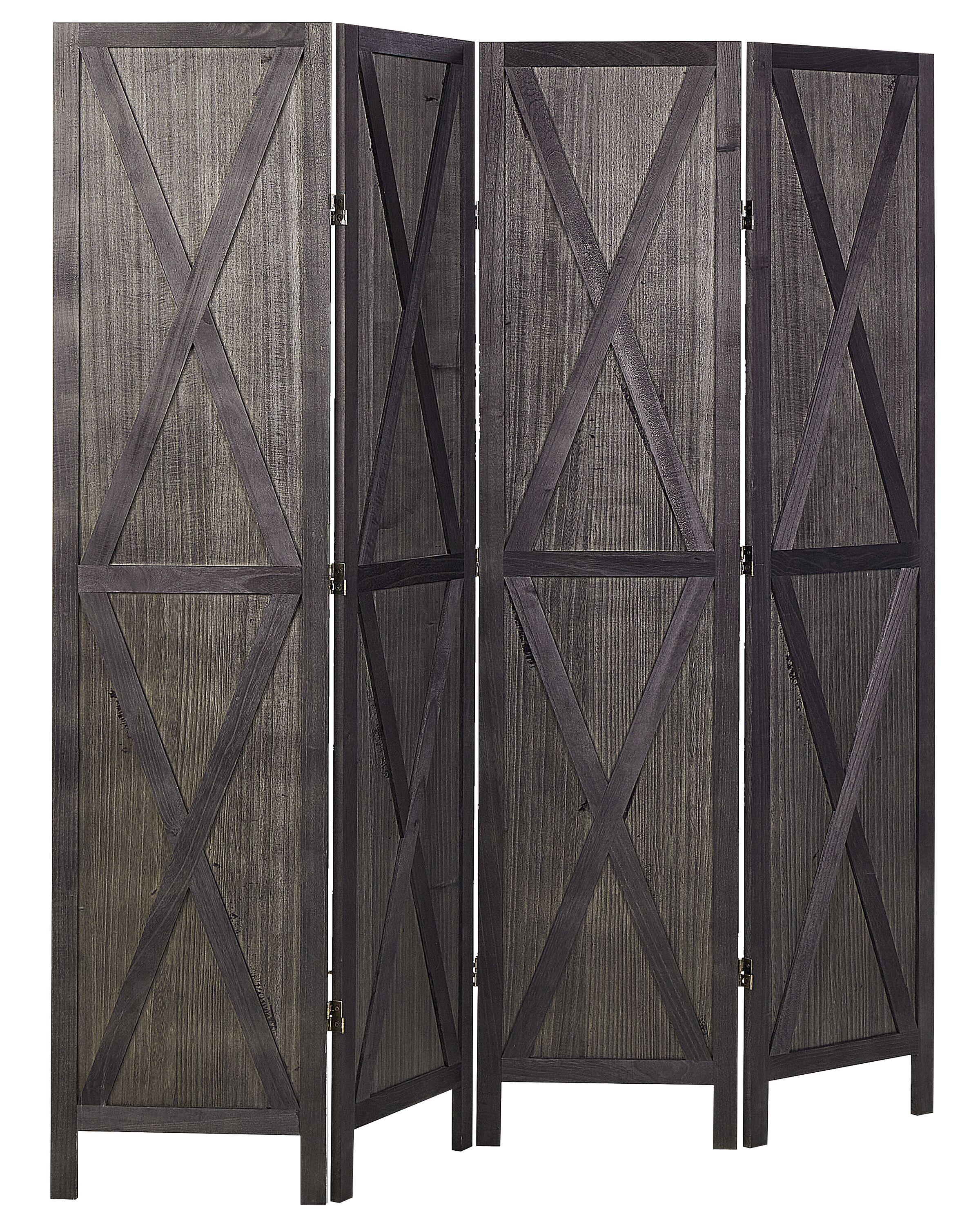 Paravent 4 panneaux marron foncé 163x170 cm