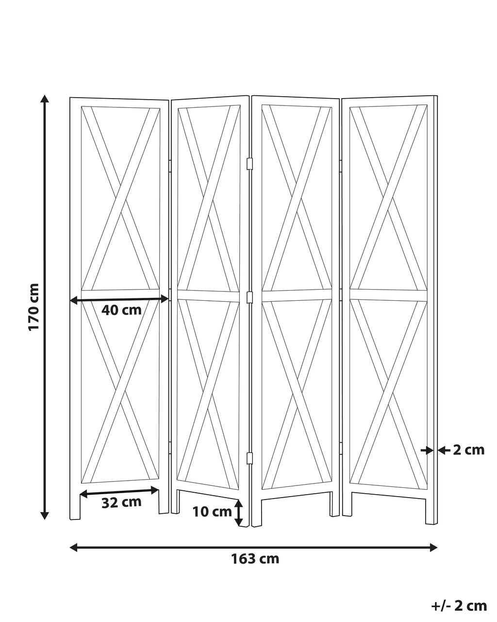 Paravent 4 panneaux marron foncé 163x170 cm