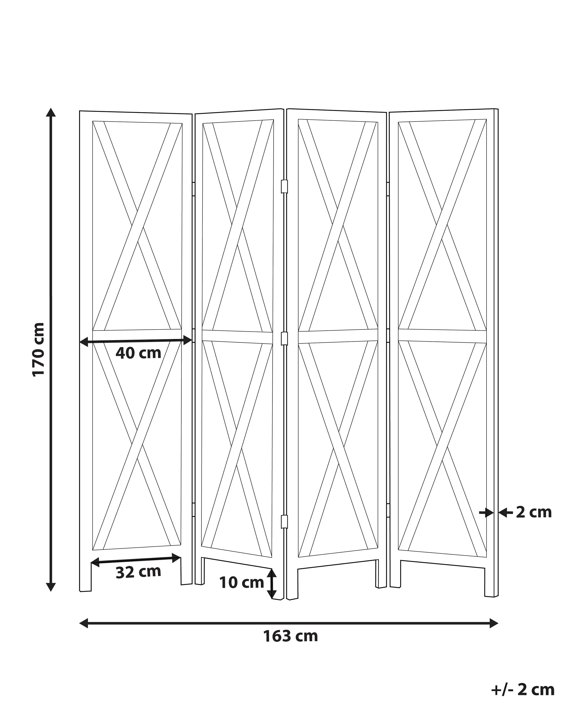 Paravent 4 panneaux marron foncé 163x170 cm
