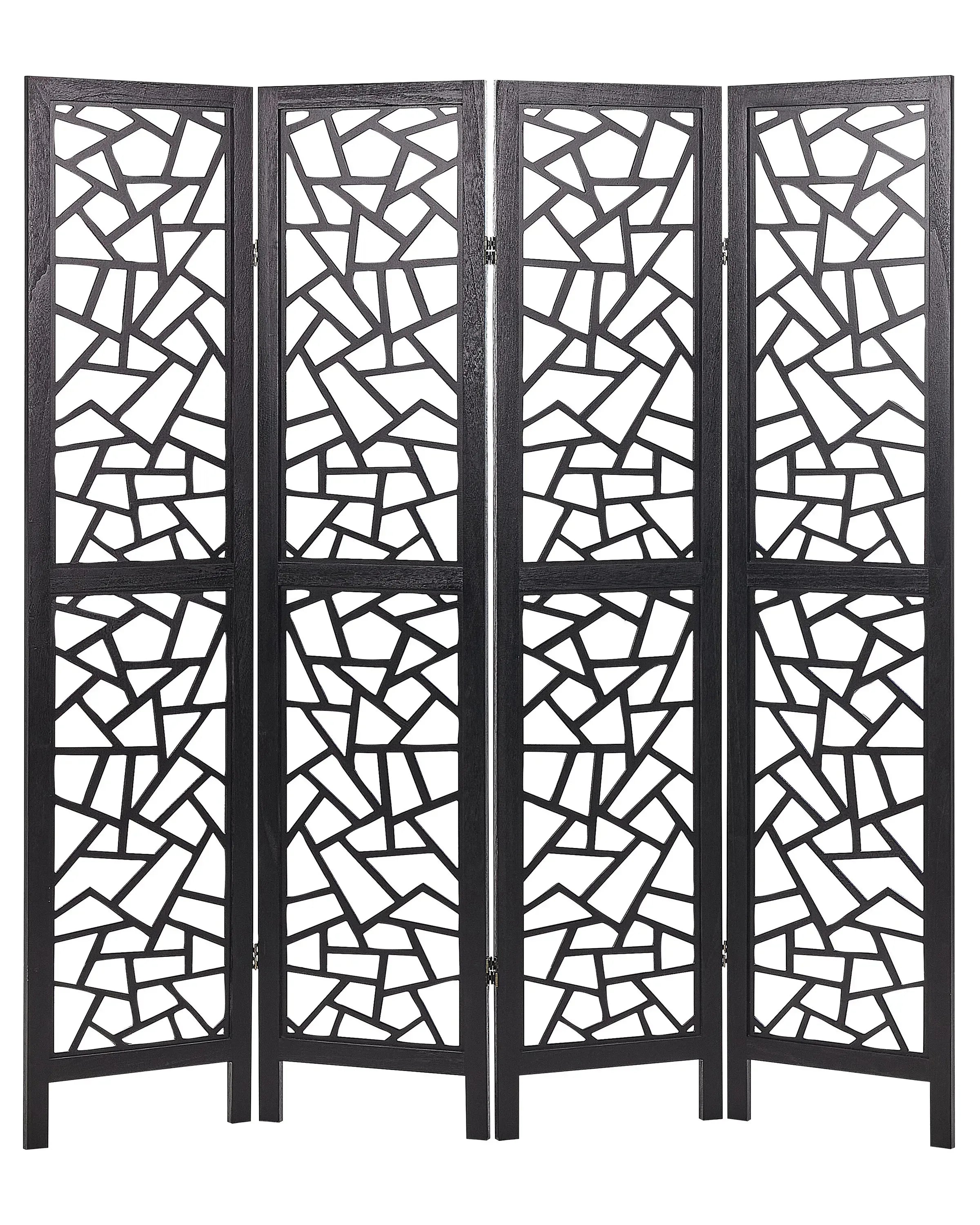Paravent à 4 panneaux noir 163x170 cm