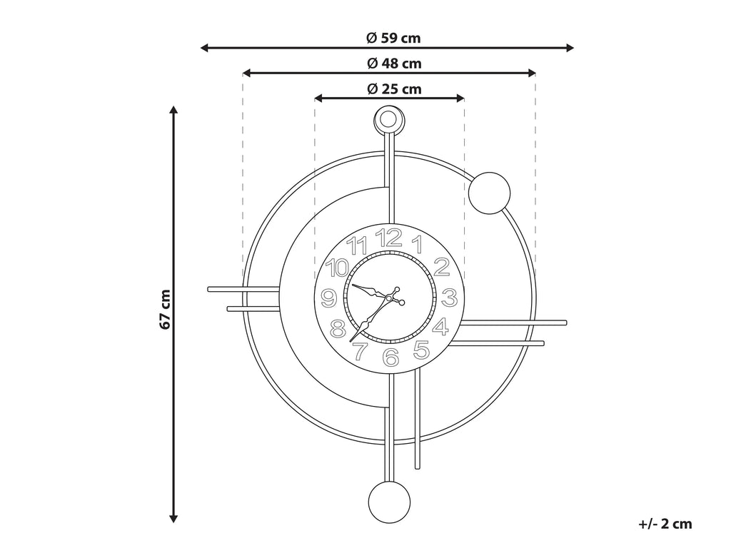 Horloge murale 59 cm Métal Doré
