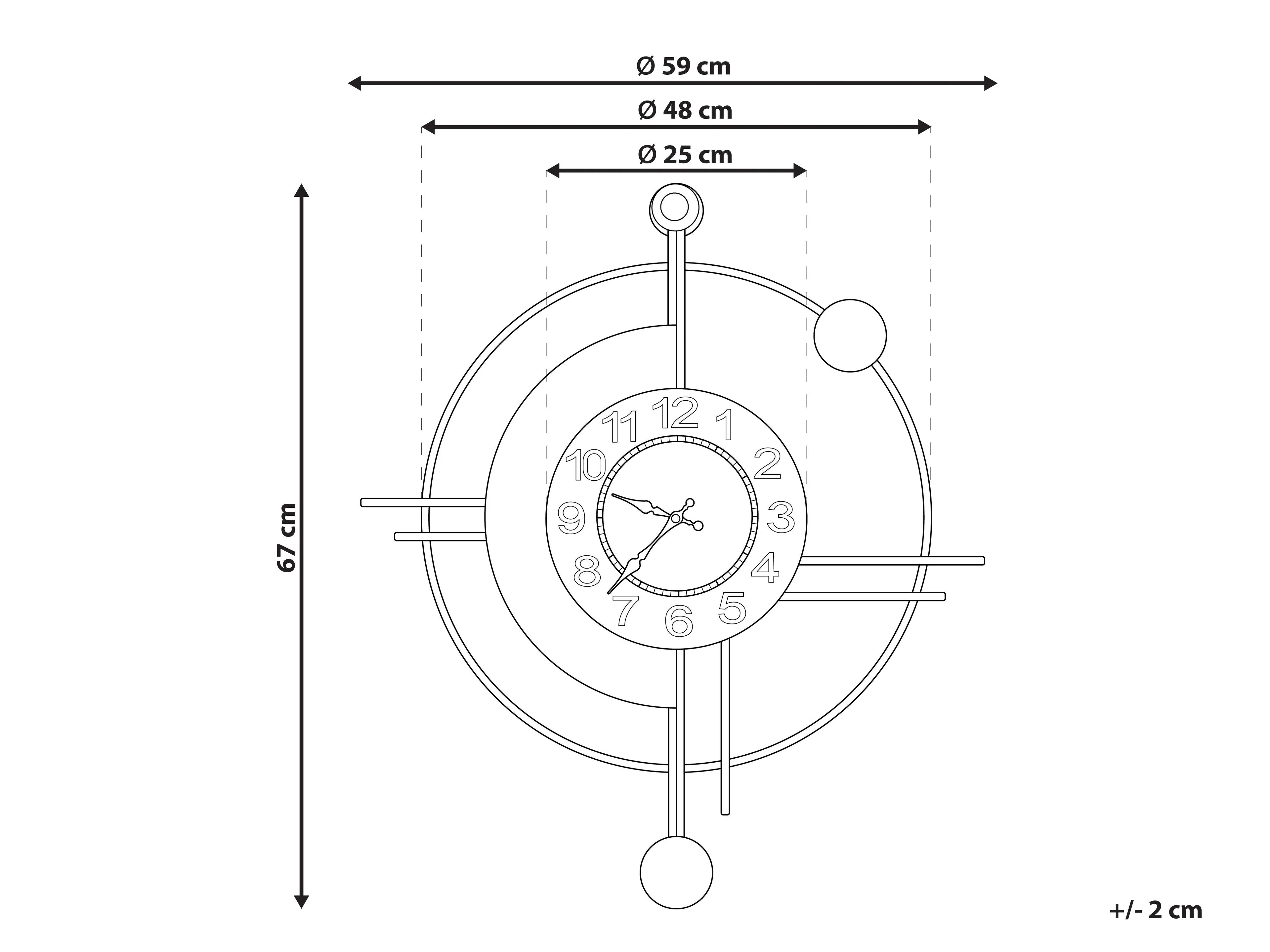 Horloge murale 59 cm Métal Doré
