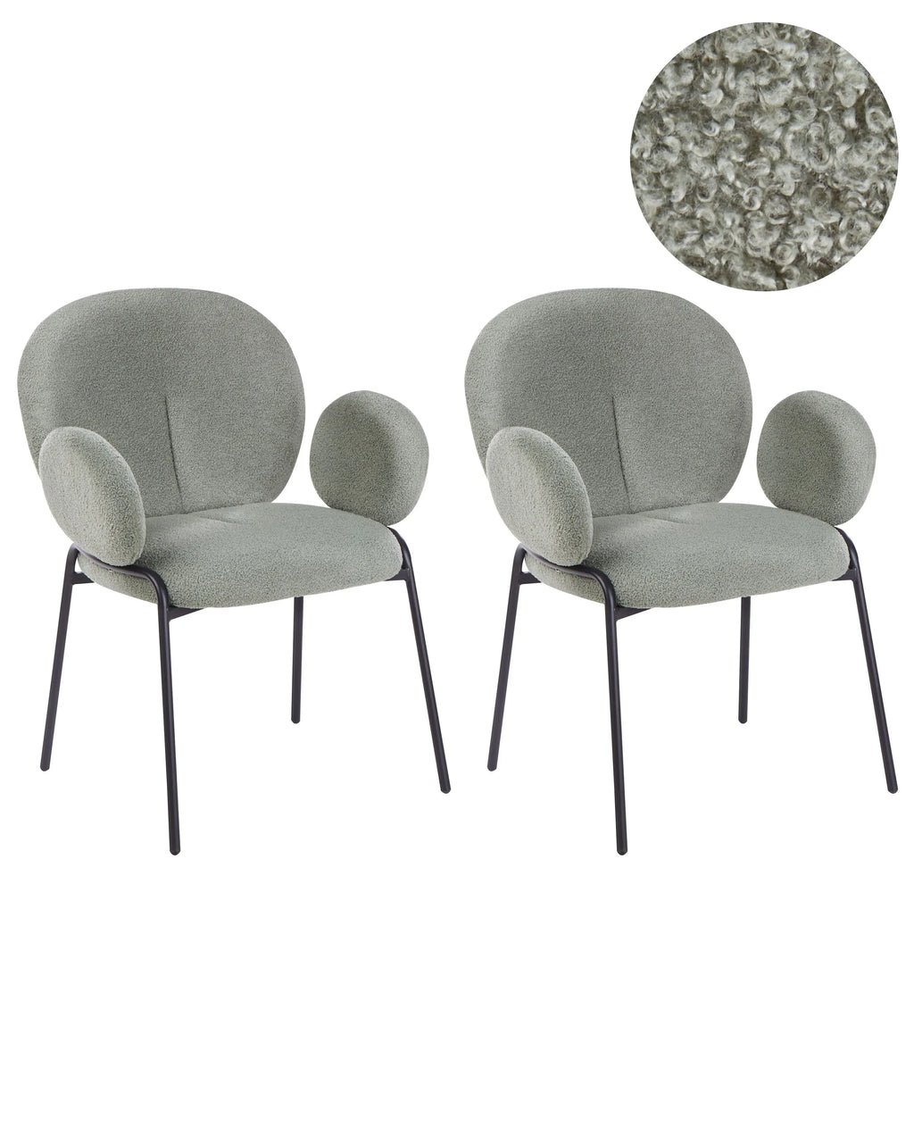 Set di 2 sedie da pranzo ELY Boucl Verde chiaro