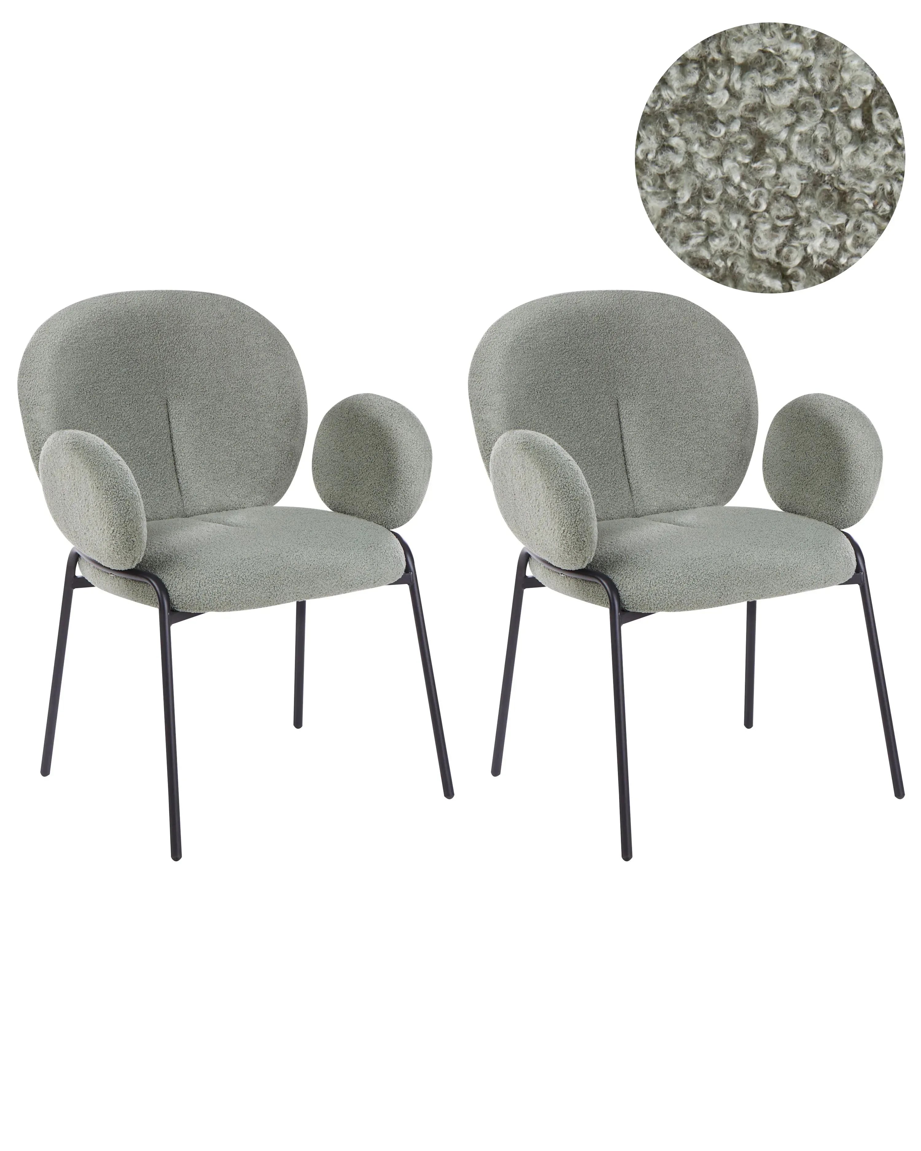 Set di 2 sedie da pranzo ELY Boucl Verde chiaro