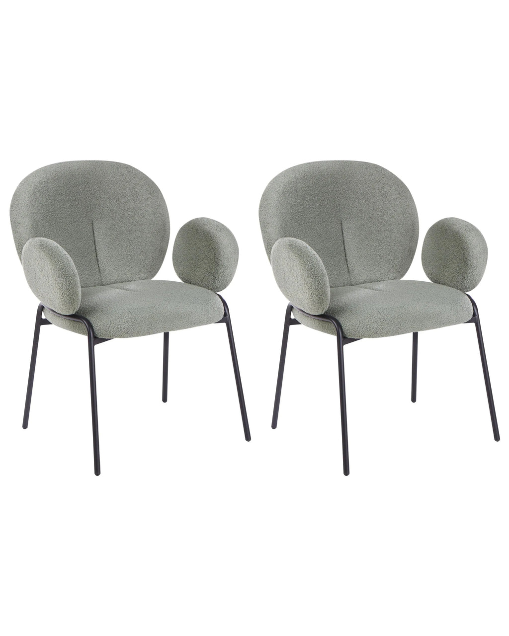 Lot de 2 chaises de salle à manger Bouclette Vert clair