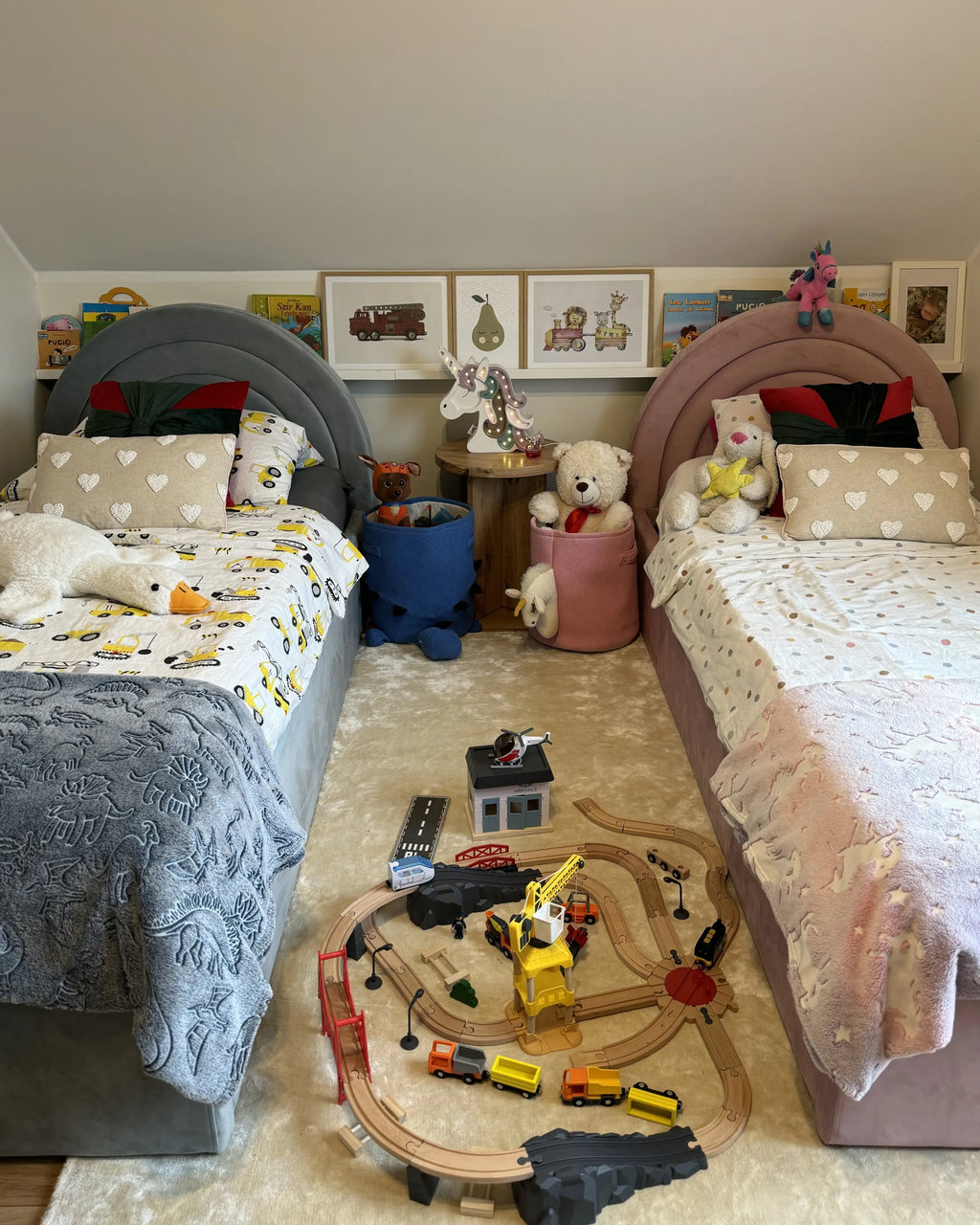 Corbeille à jouets pour enfants Licorne Coton Rose