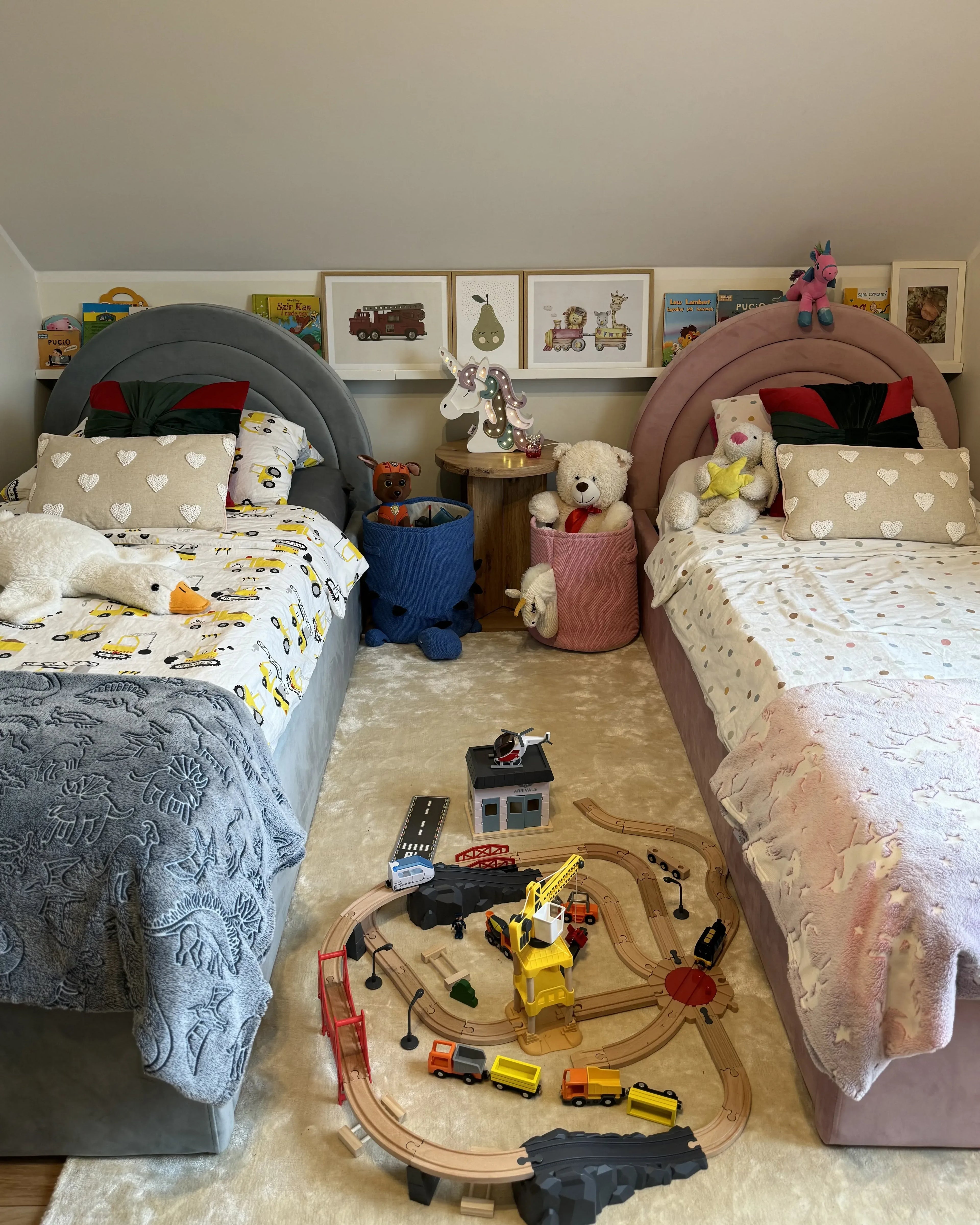 Corbeille à jouets pour enfants Licorne Coton Rose