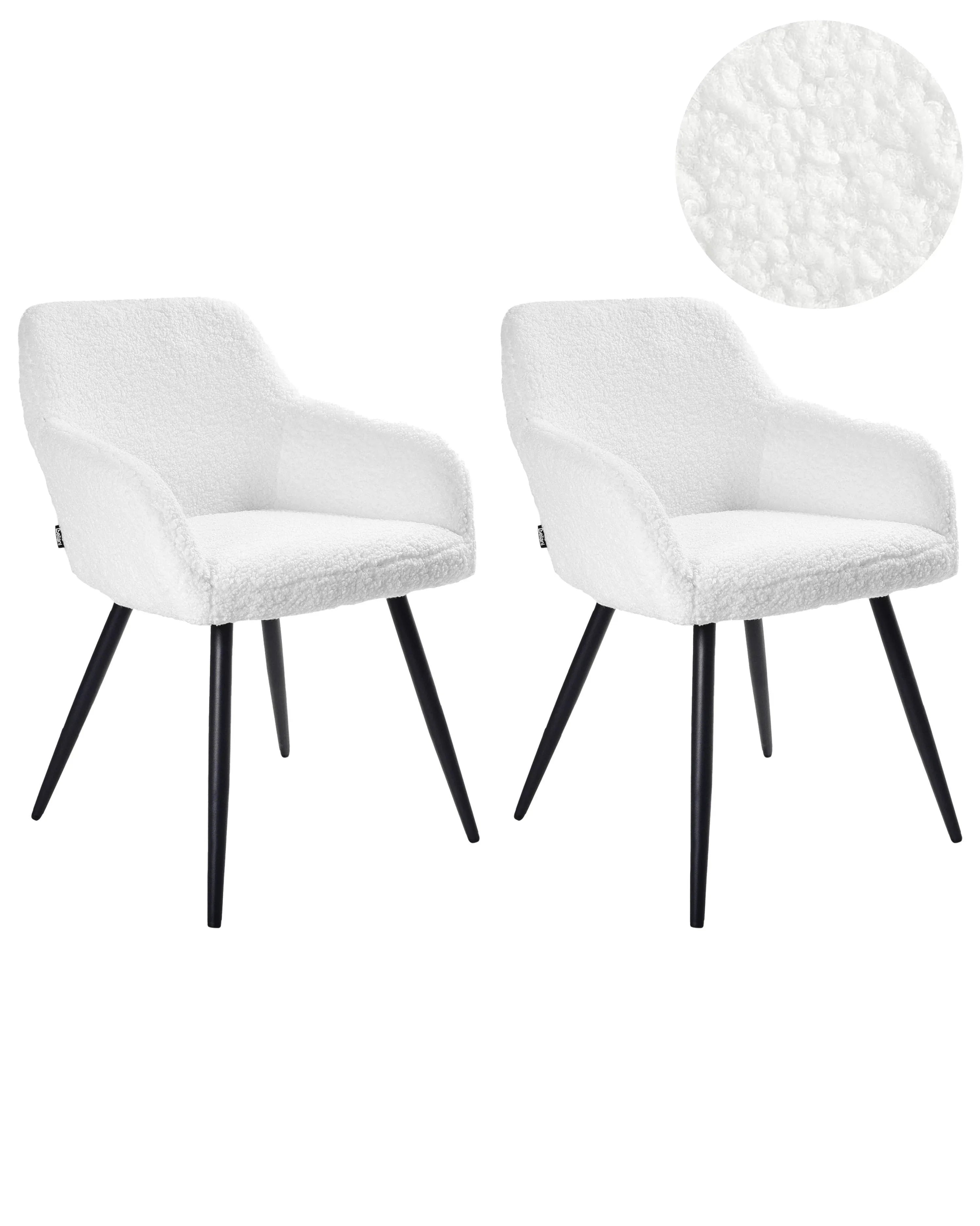 Set di 2 sedie da pranzo CASMALIA Boucl Bianco sporco