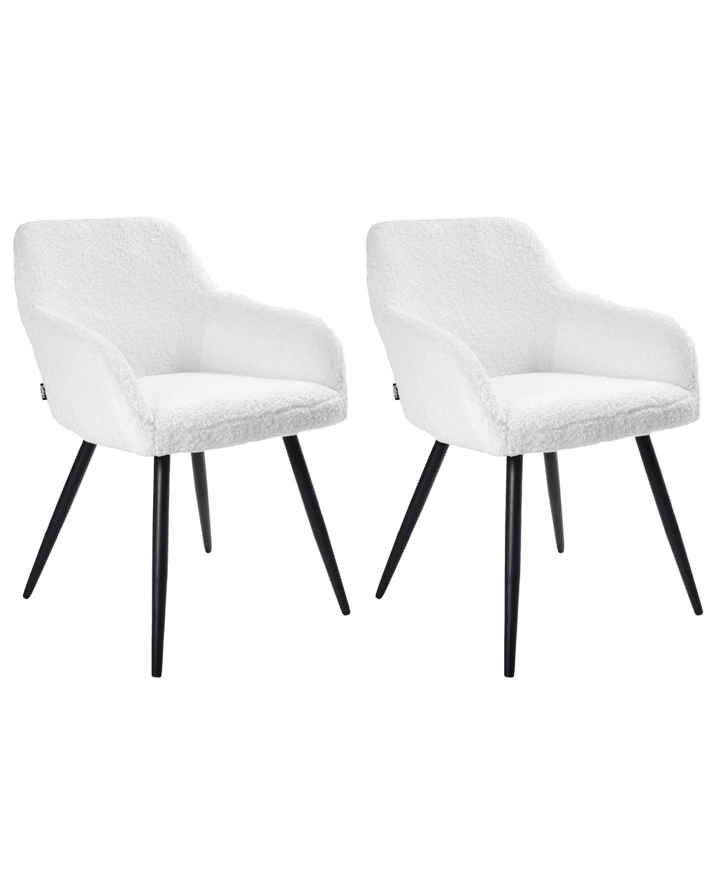 Lot de 2 chaises de salle à manger bouclées blanc cassé