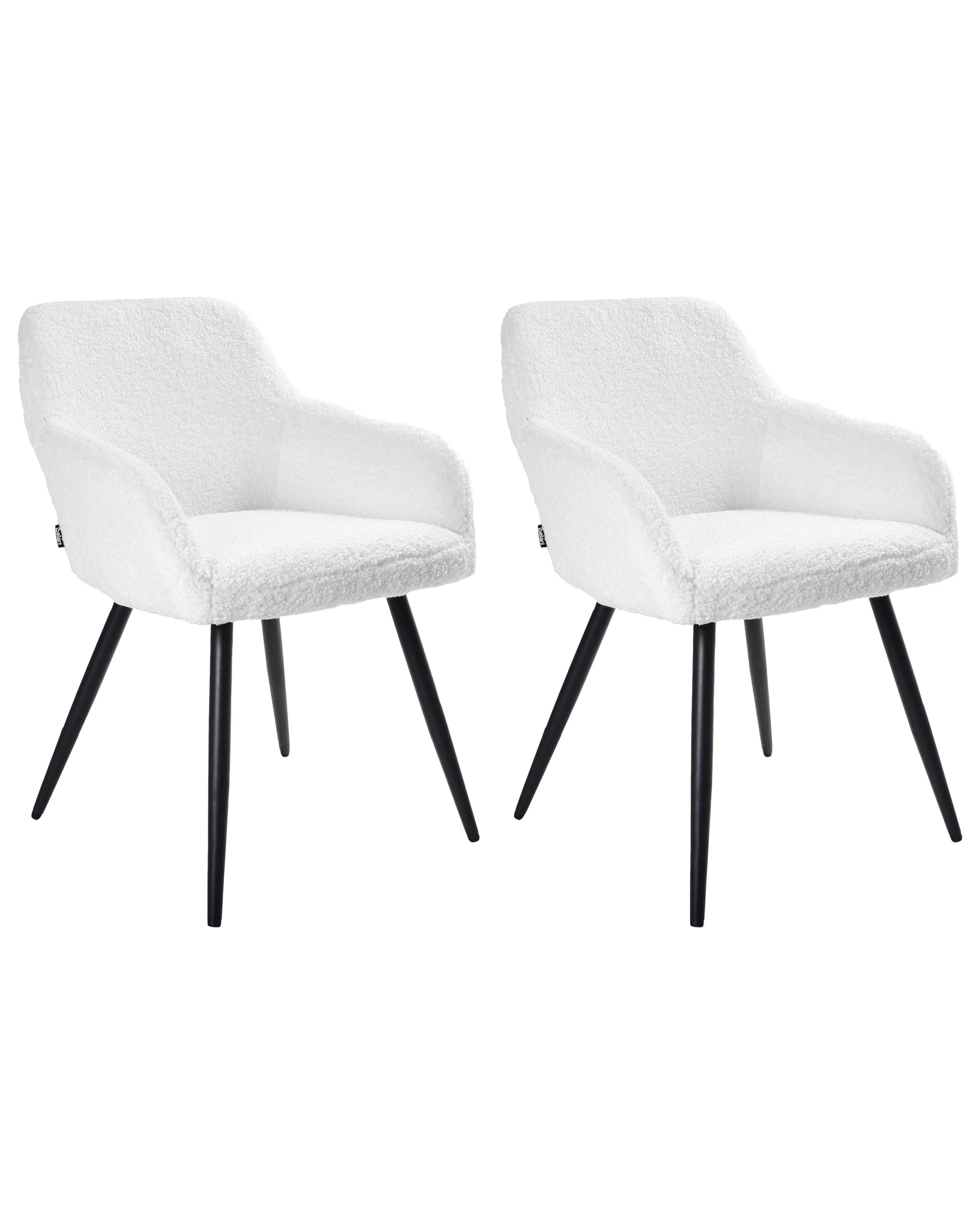Lot de 2 chaises de salle à manger bouclées blanc cassé