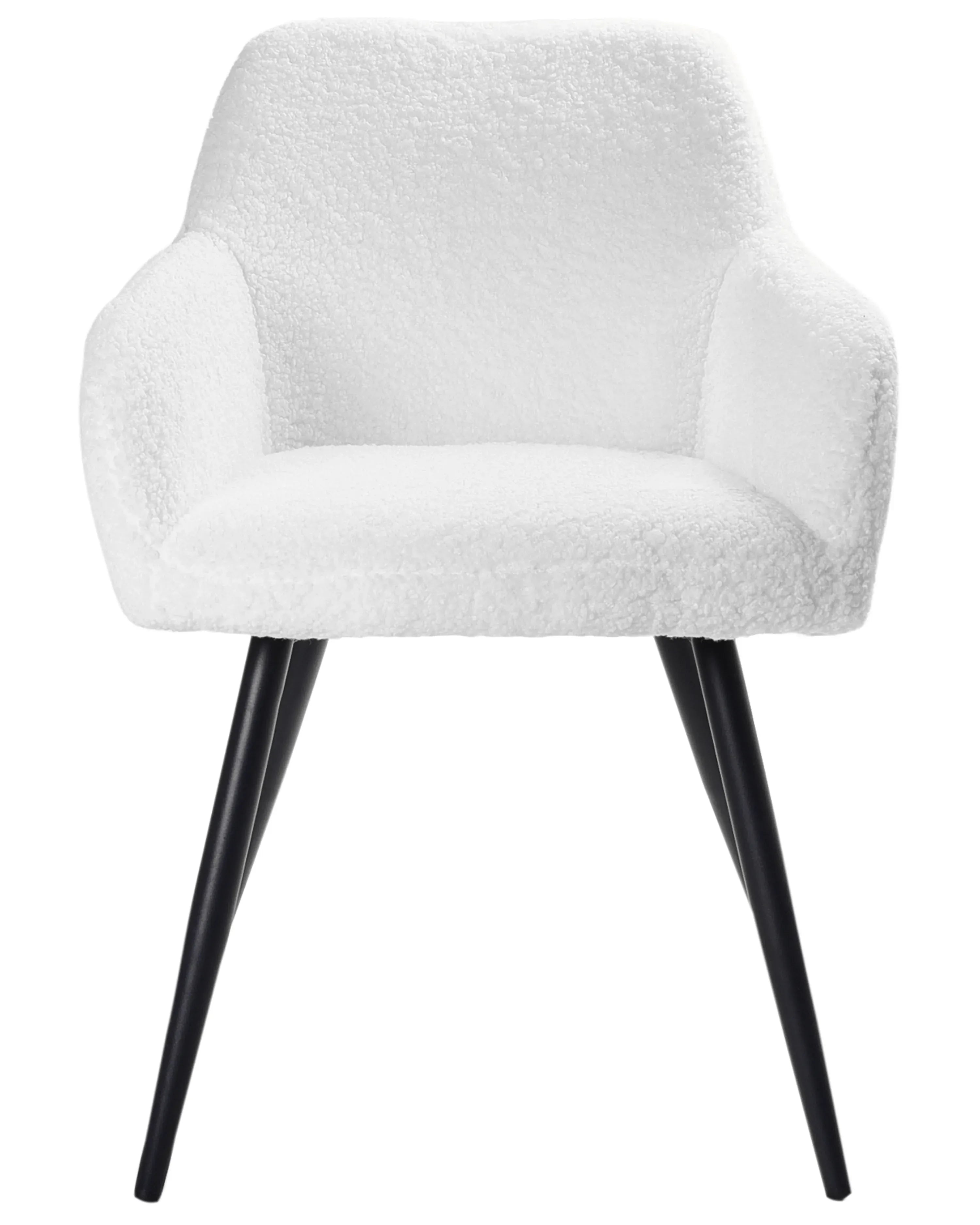 Lot de 2 chaises de salle à manger bouclées blanc cassé