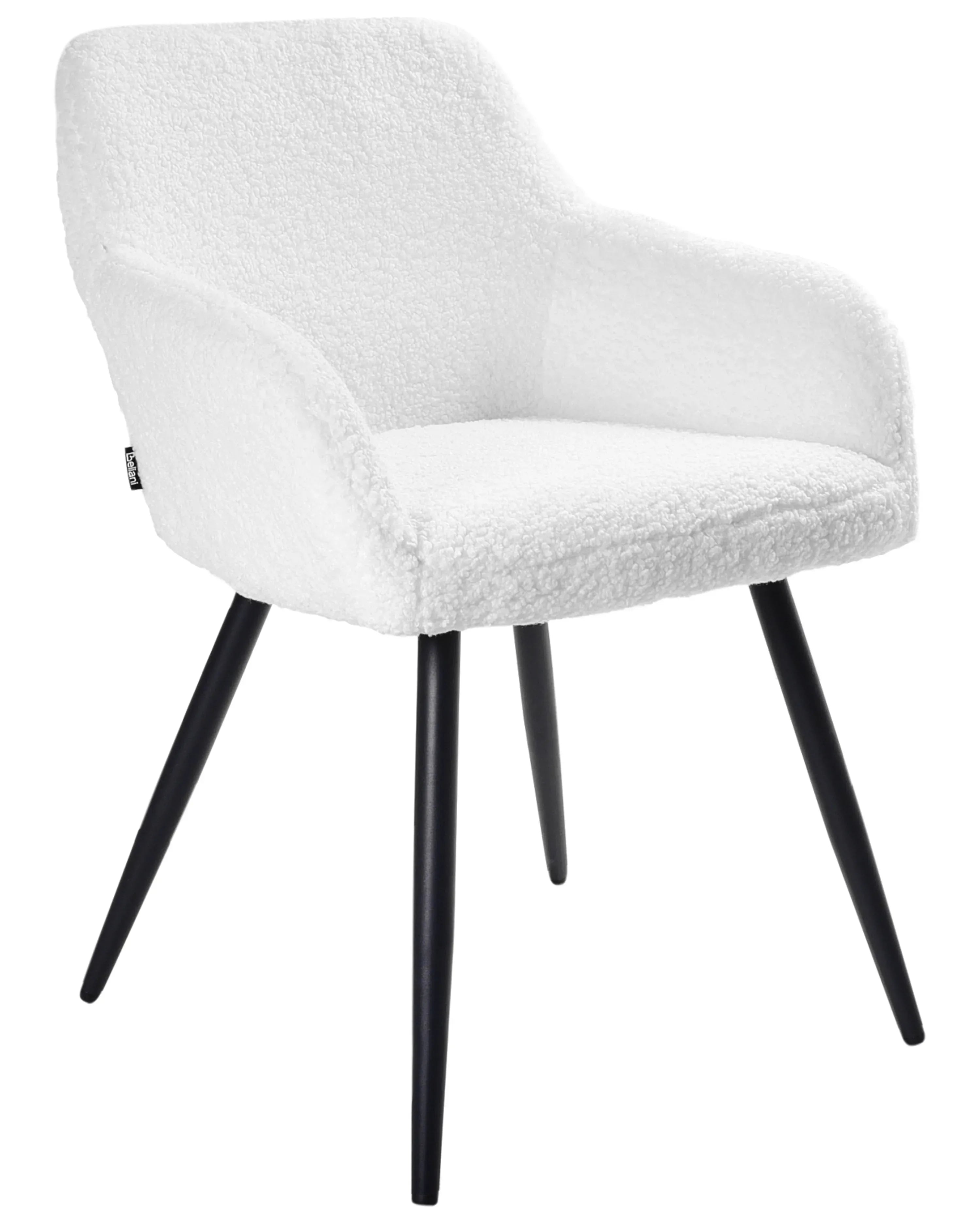 Lot de 2 chaises de salle à manger bouclées blanc cassé