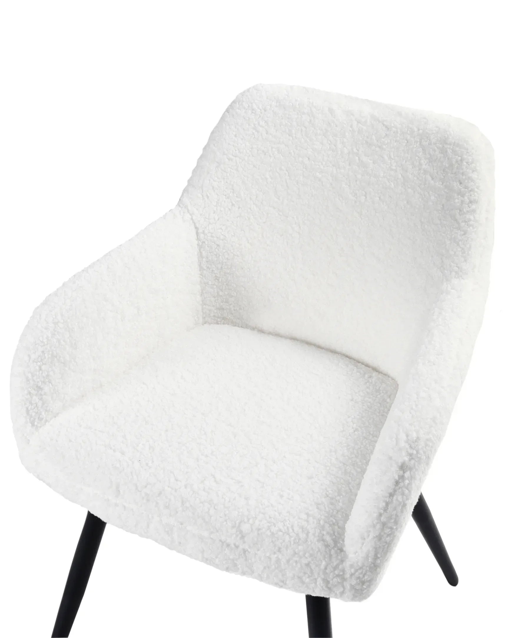 Lot de 2 chaises de salle à manger bouclées blanc cassé