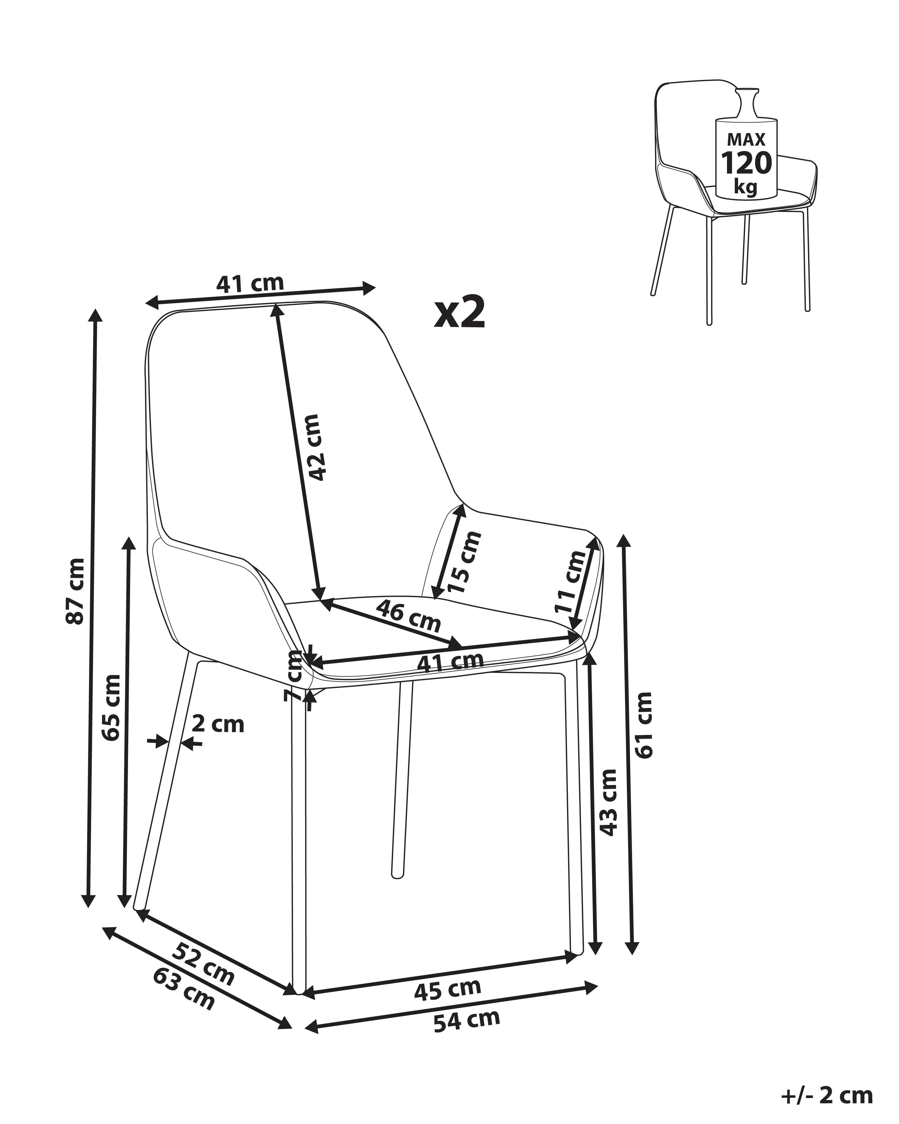 Lot de 2 chaises de salle à manger Velours Vert