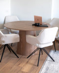 Lot de 2 chaises de salle à manger en tissu écru avec accoudoirs