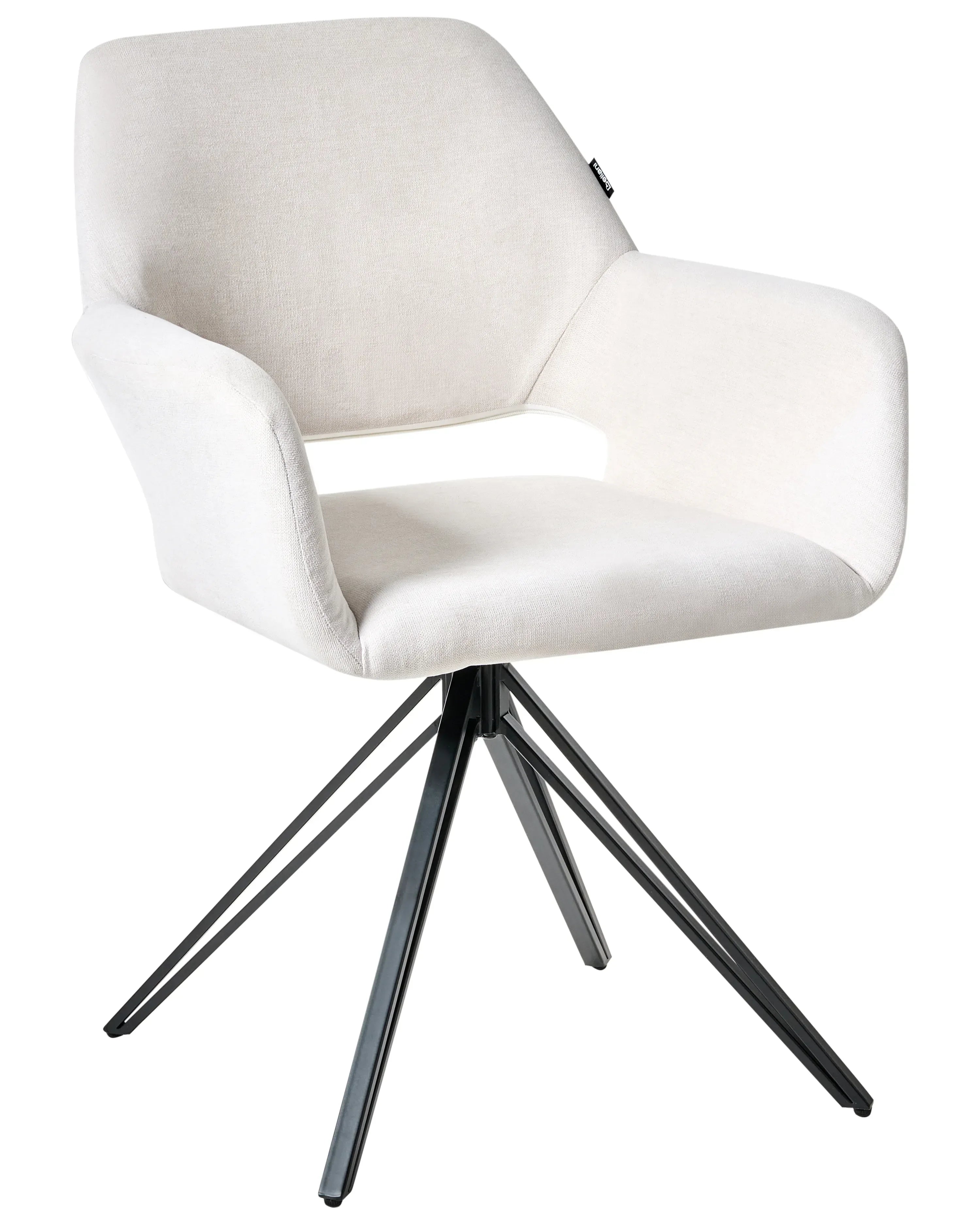 Lot de 2 chaises de salle à manger en tissu écru avec accoudoirs