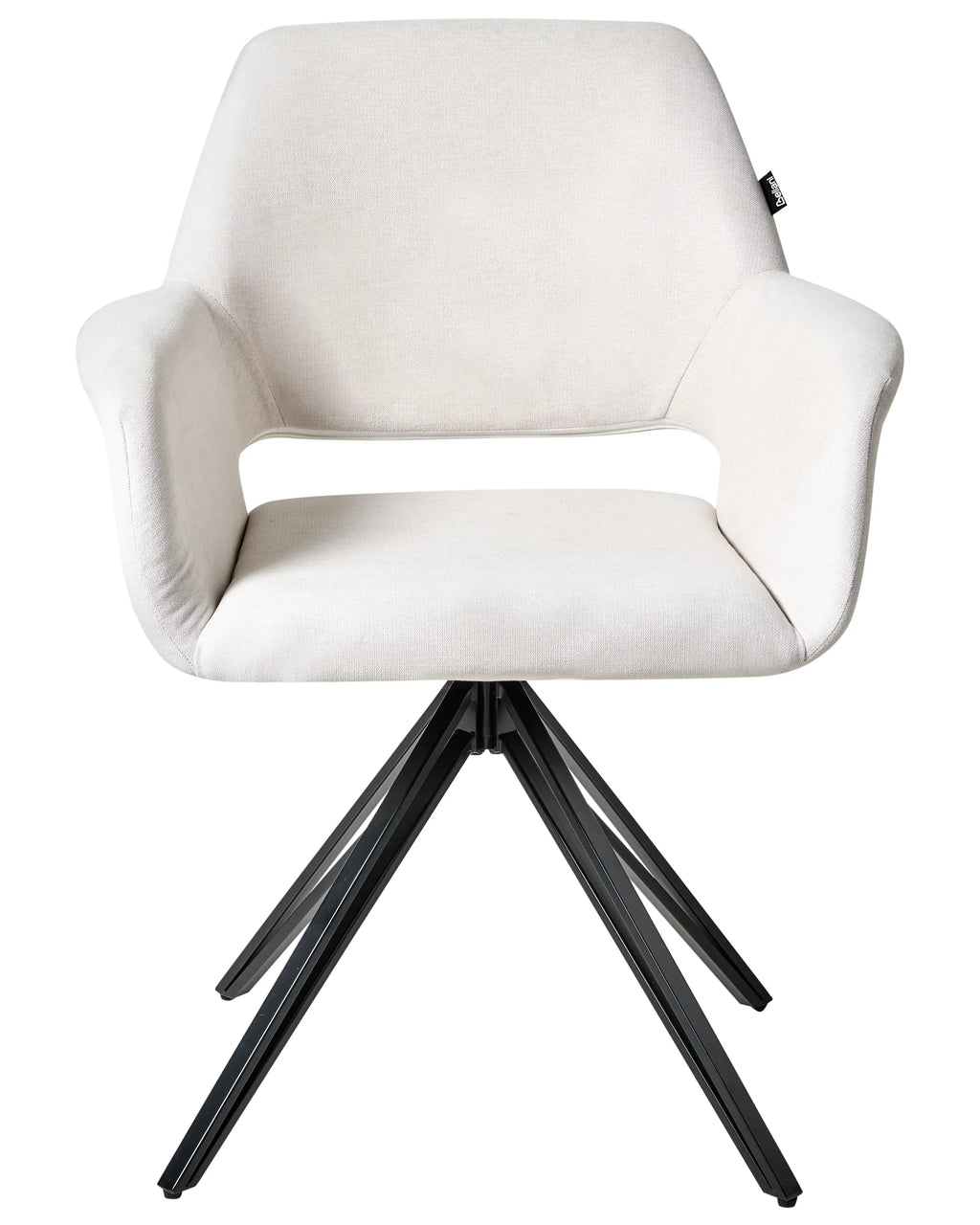 Lot de 2 chaises de salle à manger en tissu écru avec accoudoirs