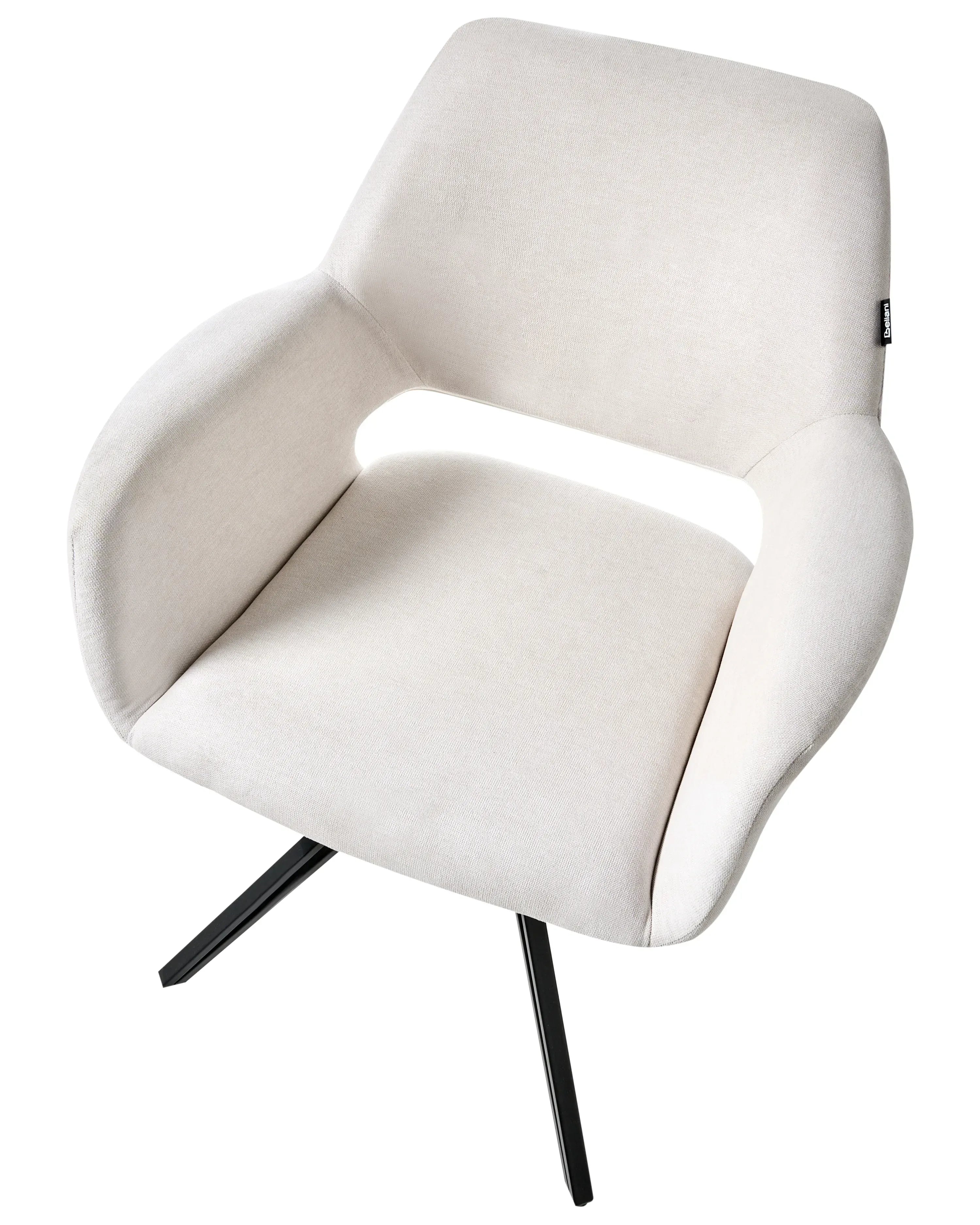Lot de 2 chaises de salle à manger en tissu écru avec accoudoirs