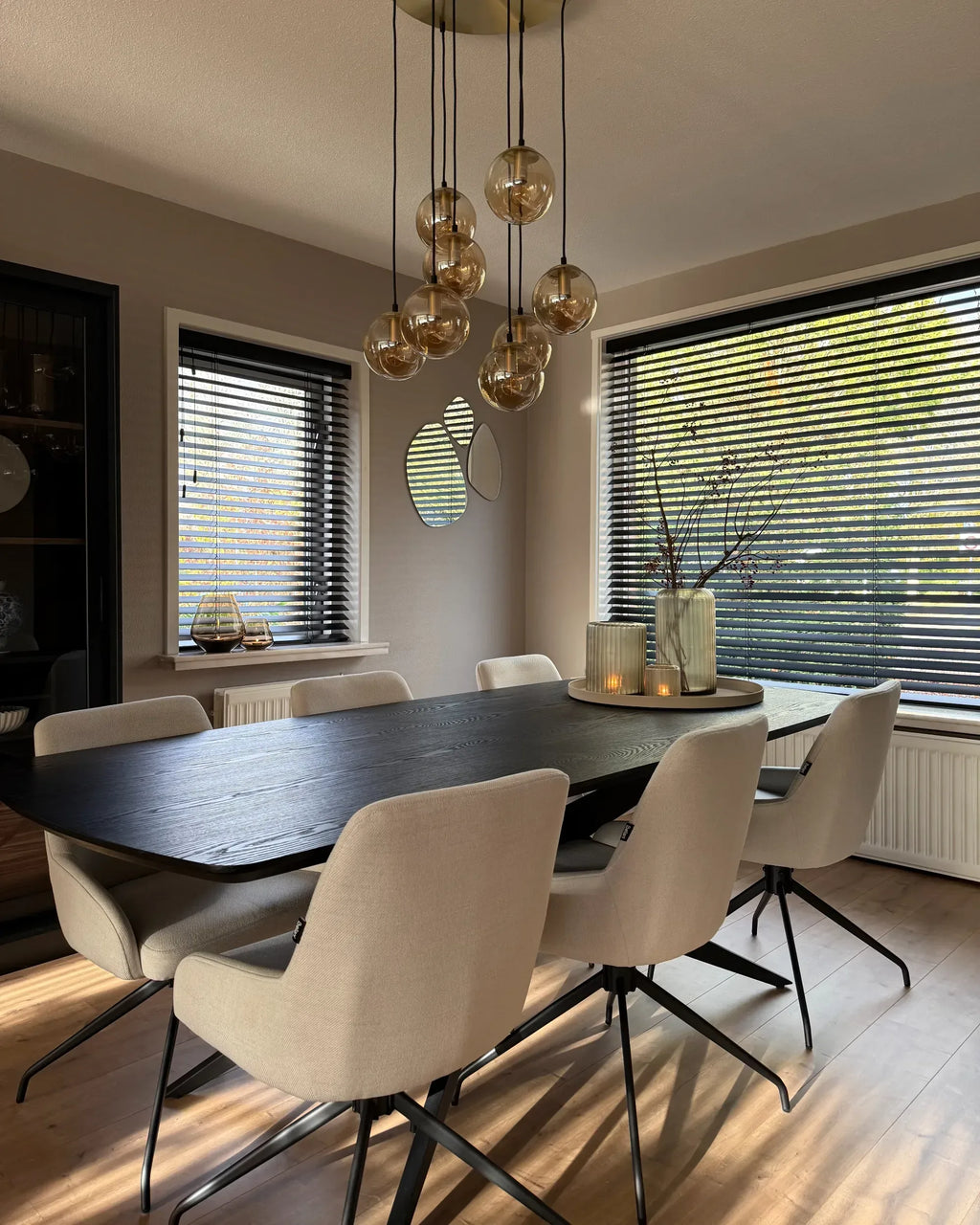 Lot de 2 chaises de salle à manger pivotantes en tissu blanc cassé
