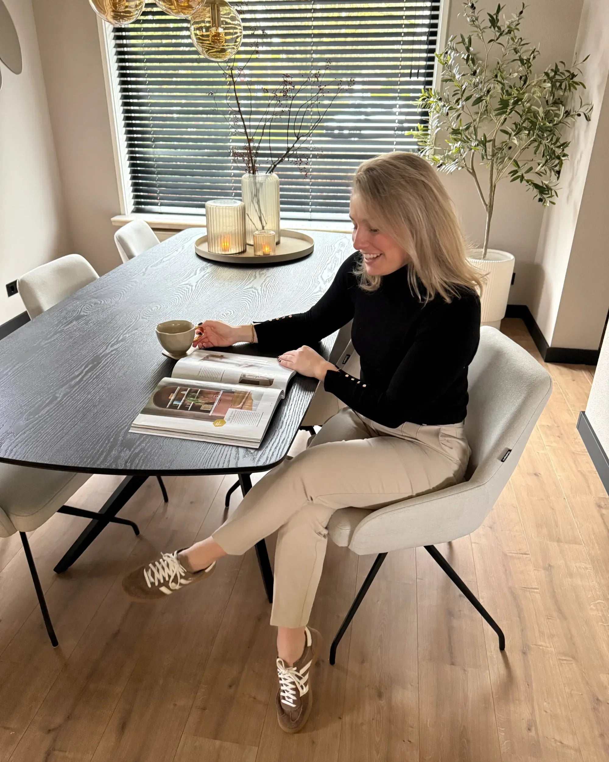 Lot de 2 chaises de salle à manger pivotantes en tissu blanc cassé