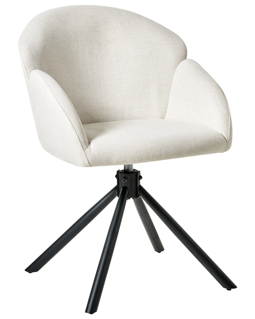 Lot de 2 chaises de salle à manger pivotantes en tissu blanc cassé avec accoudoirs