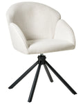 Lot de 2 chaises de salle à manger pivotantes en tissu blanc cassé avec accoudoirs