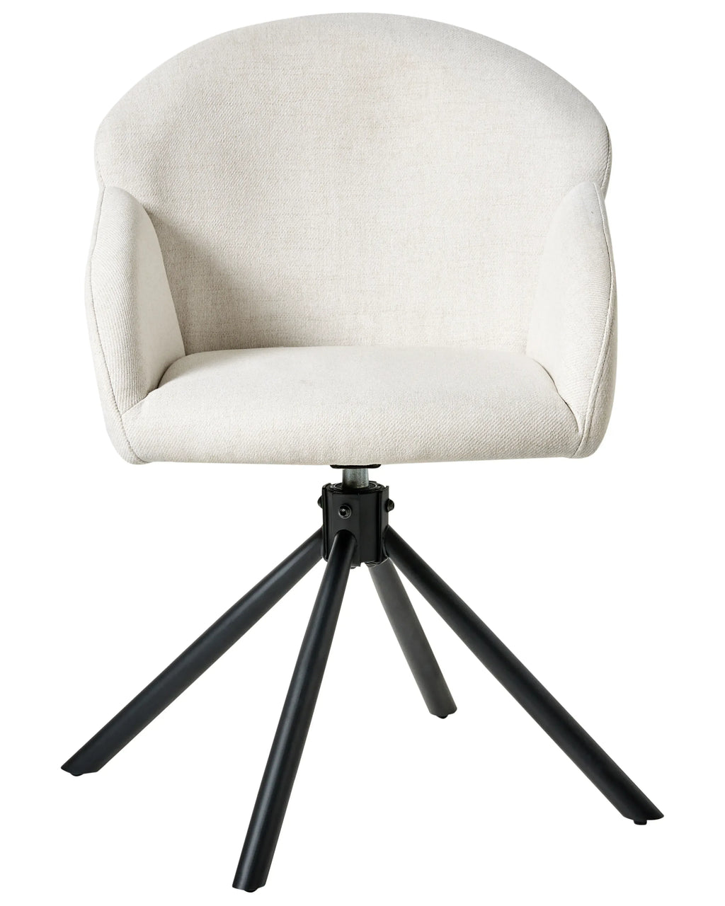 Lot de 2 chaises de salle à manger pivotantes en tissu blanc cassé avec accoudoirs