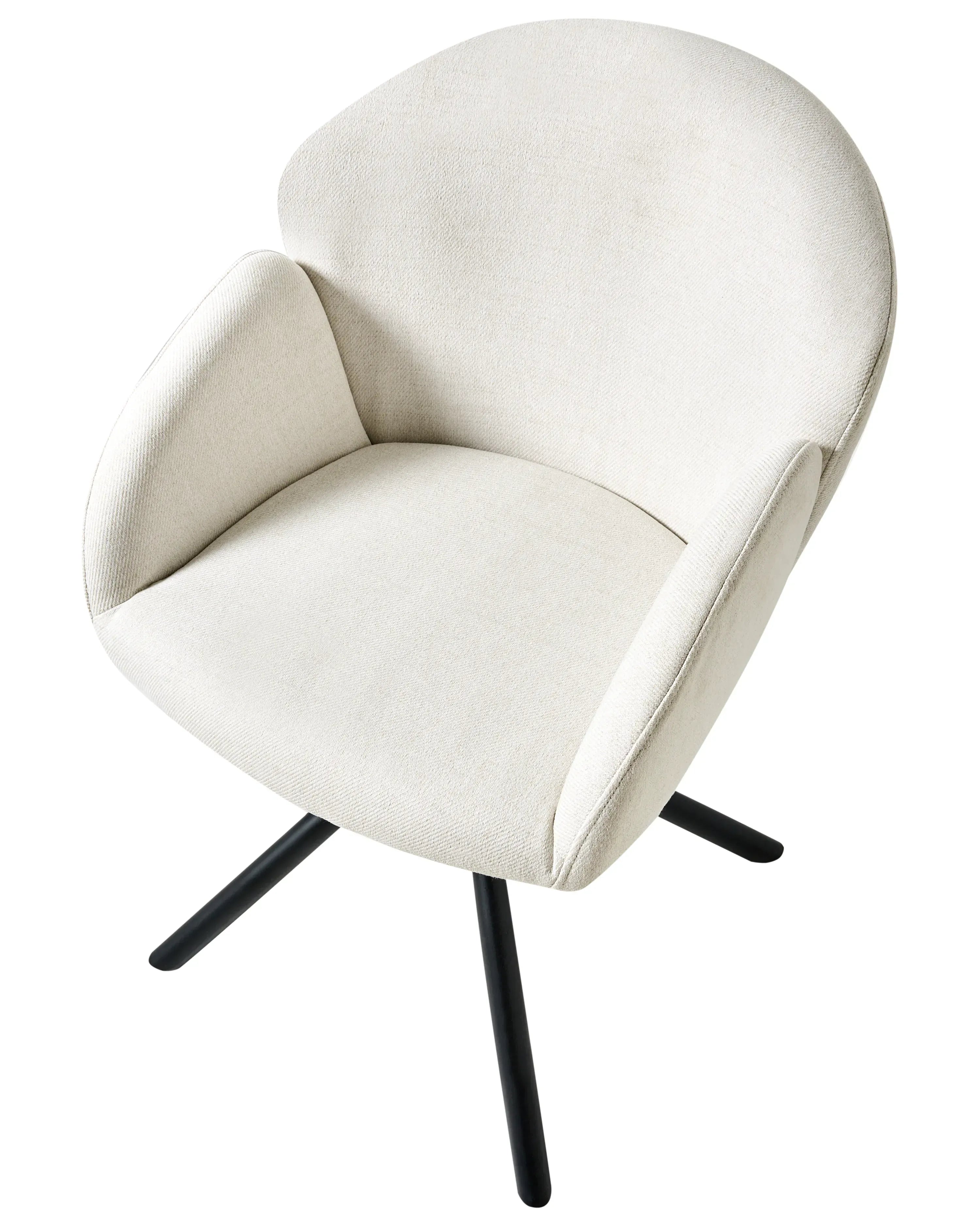 Lot de 2 chaises de salle à manger pivotantes en tissu blanc cassé avec accoudoirs