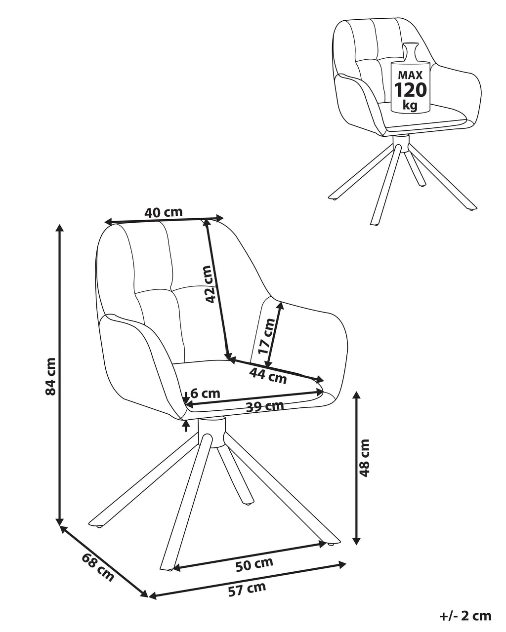 Chaise de salle à manger Tissu Blanc cassé