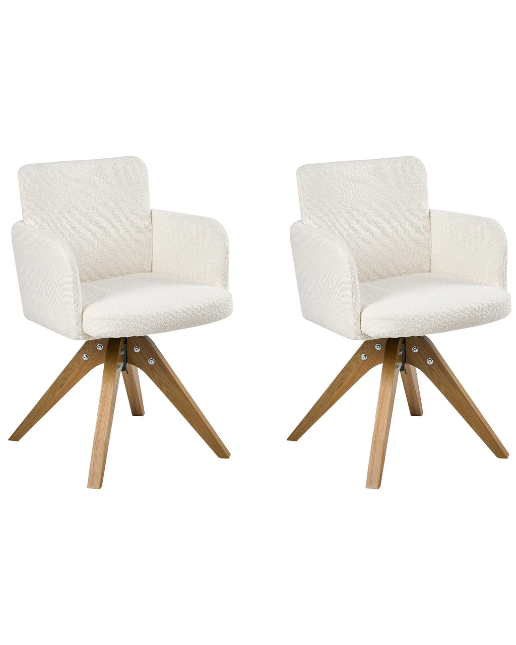 Lot de 2 chaises de salle à manger arquées en bouclé blanc cassé