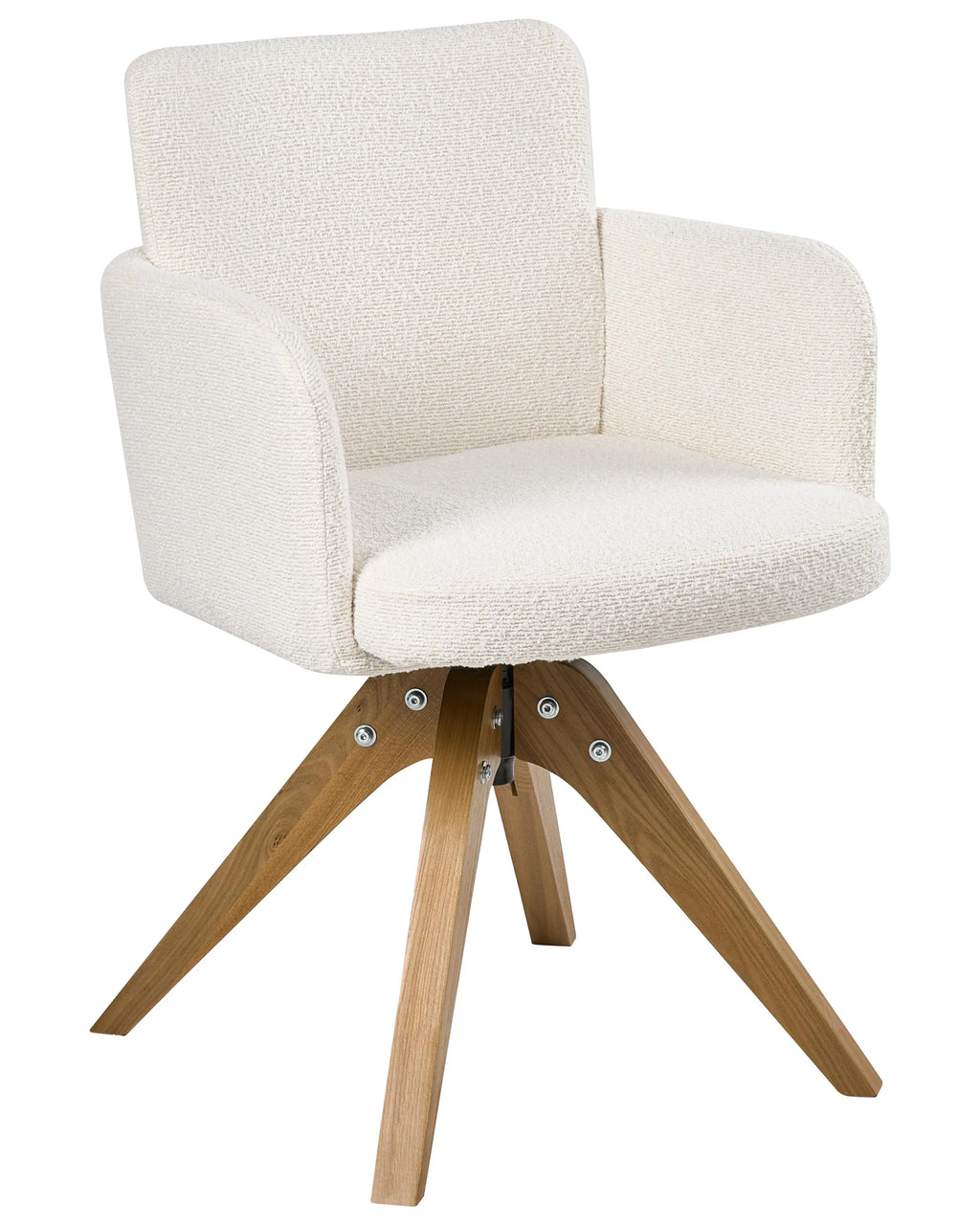 Lot de 2 chaises de salle à manger arquées en bouclé blanc cassé