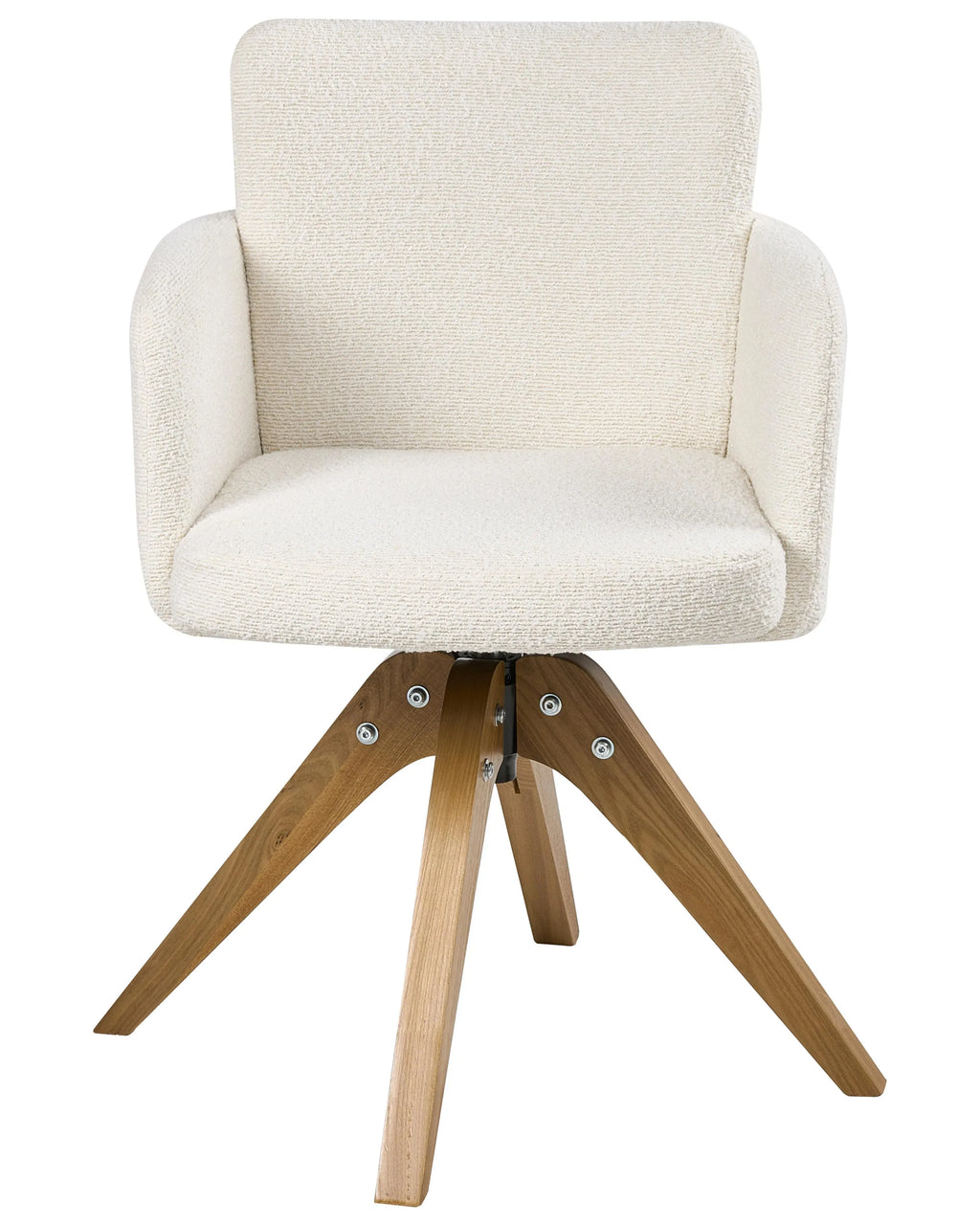 Lot de 2 chaises de salle à manger arquées en bouclé blanc cassé