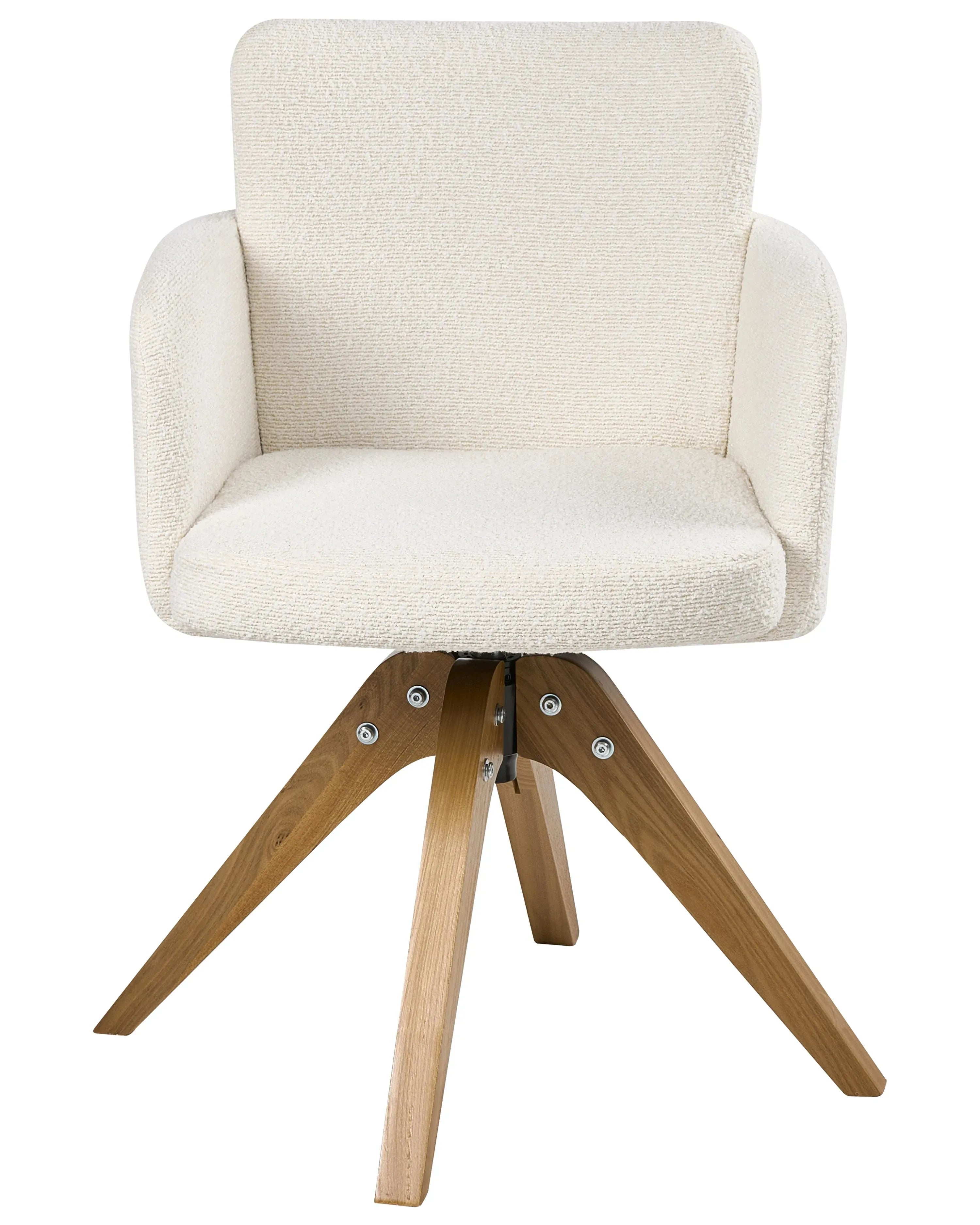 Lot de 2 chaises de salle à manger arquées en bouclé blanc cassé