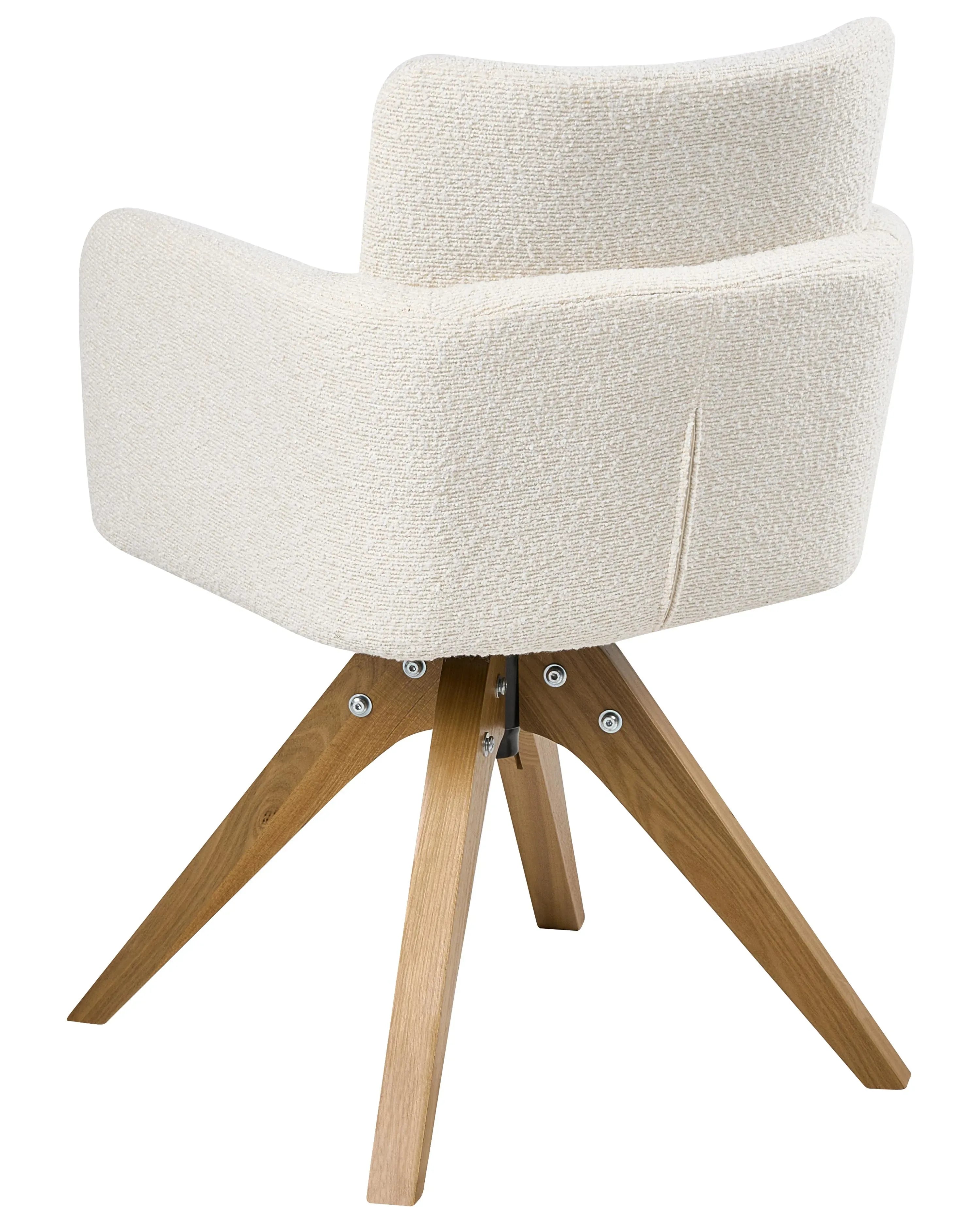 Lot de 2 chaises de salle à manger arquées en bouclé blanc cassé