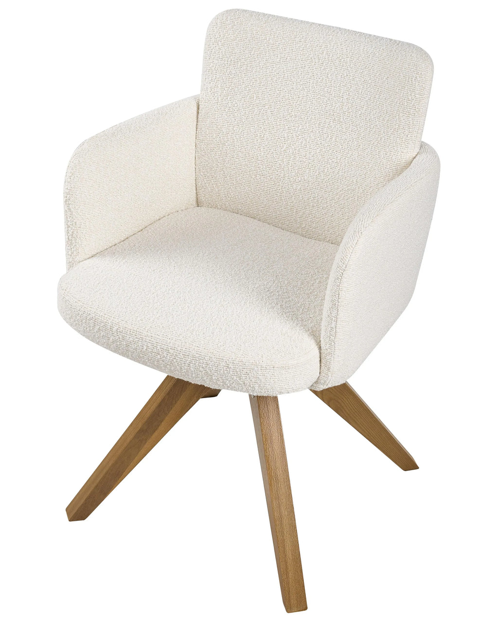 Lot de 2 chaises de salle à manger arquées en bouclé blanc cassé