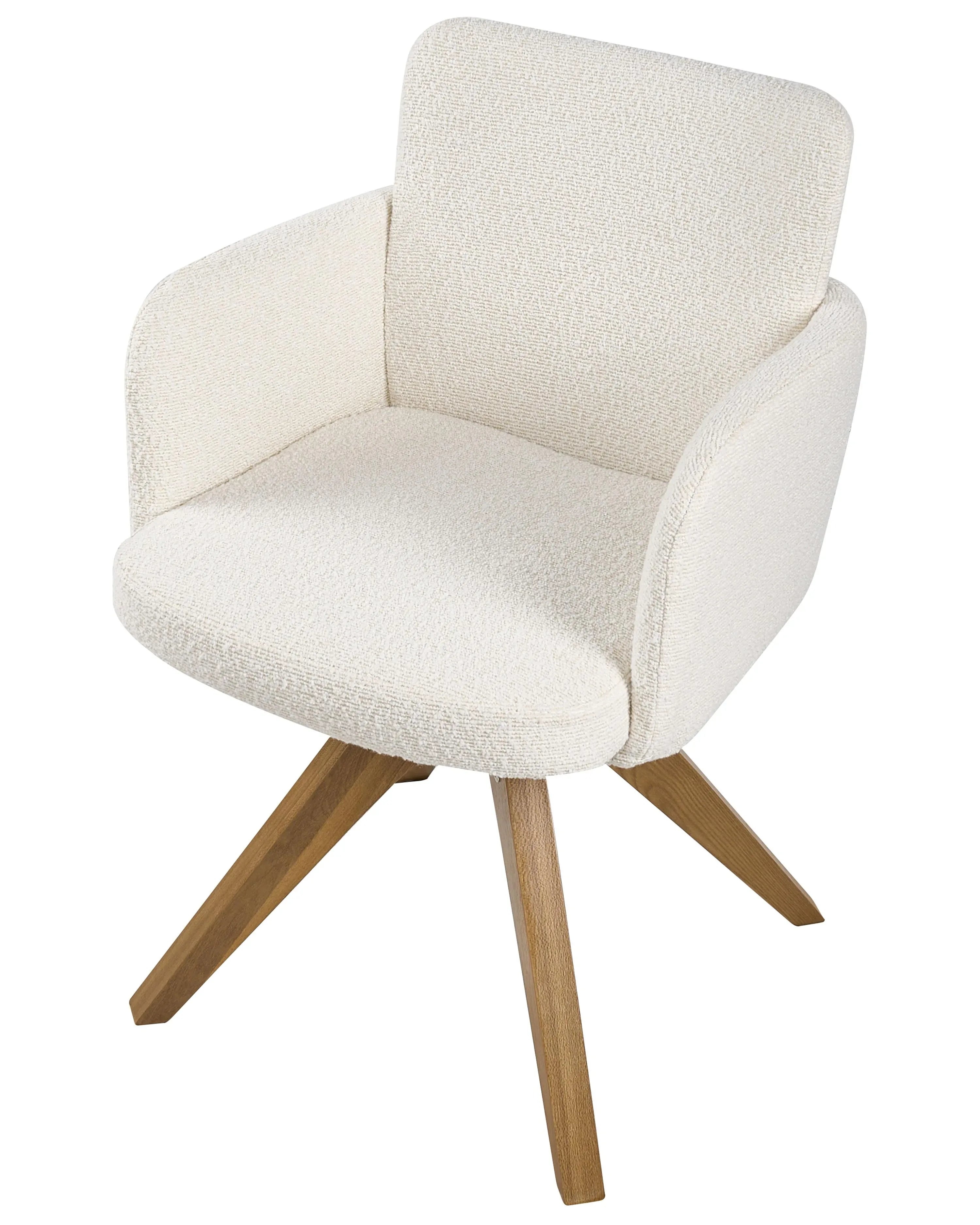 Lot de 2 chaises de salle à manger arquées en bouclé blanc cassé