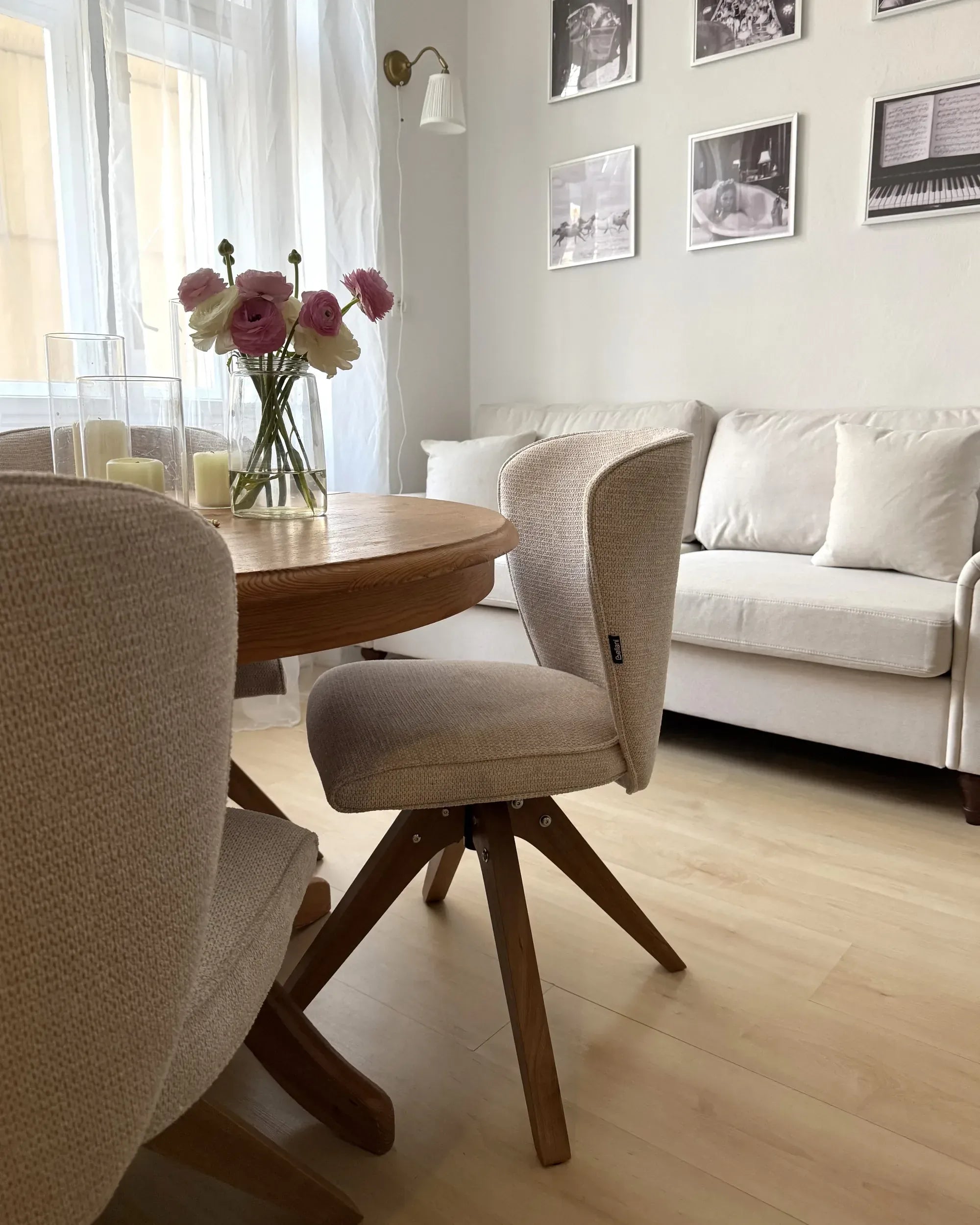 Lot de 2 chaises de salle à manger Tissu Beige clair