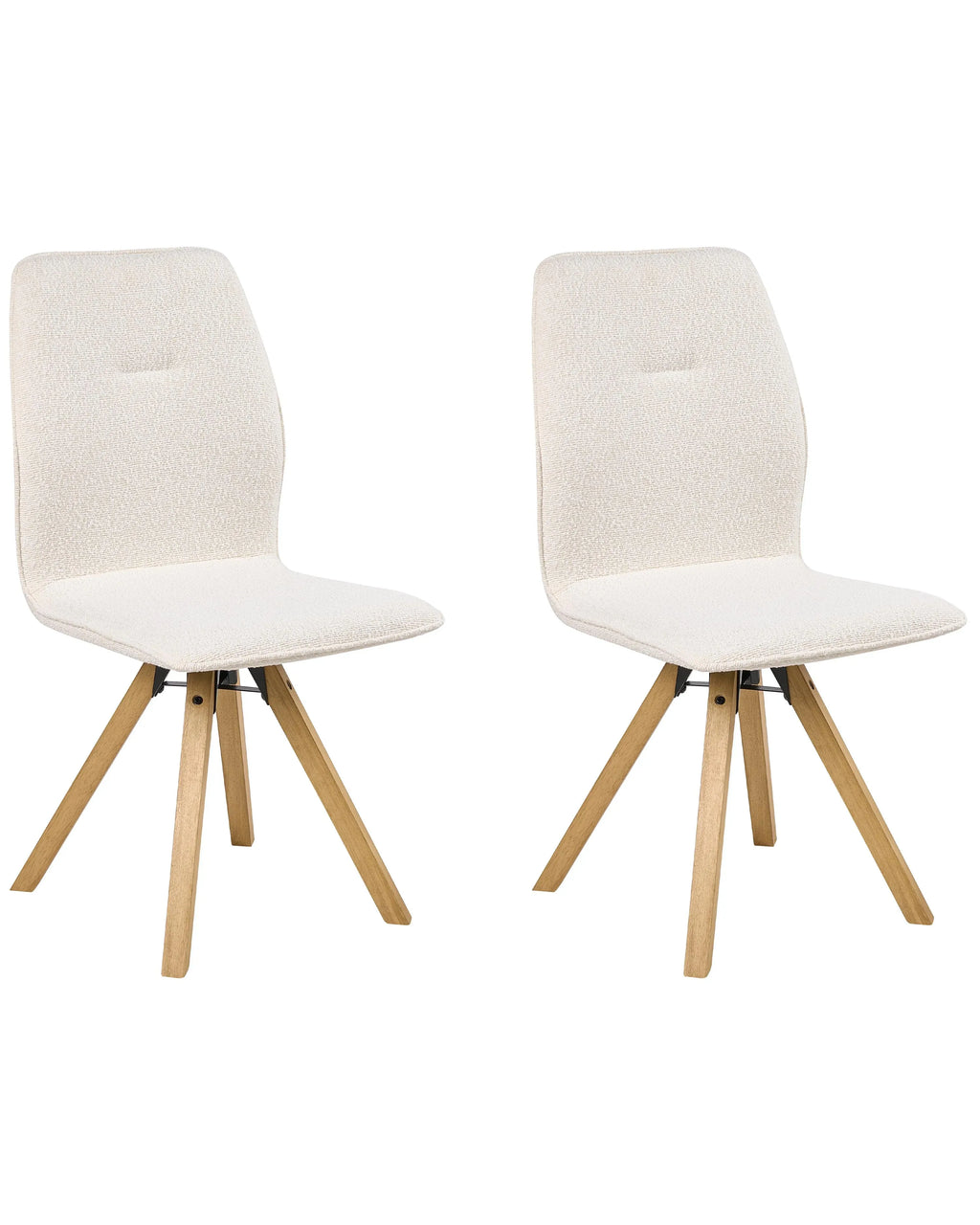 Lot de 2 chaises de salle à manger bouclées blanc cassé avec accoudoirs