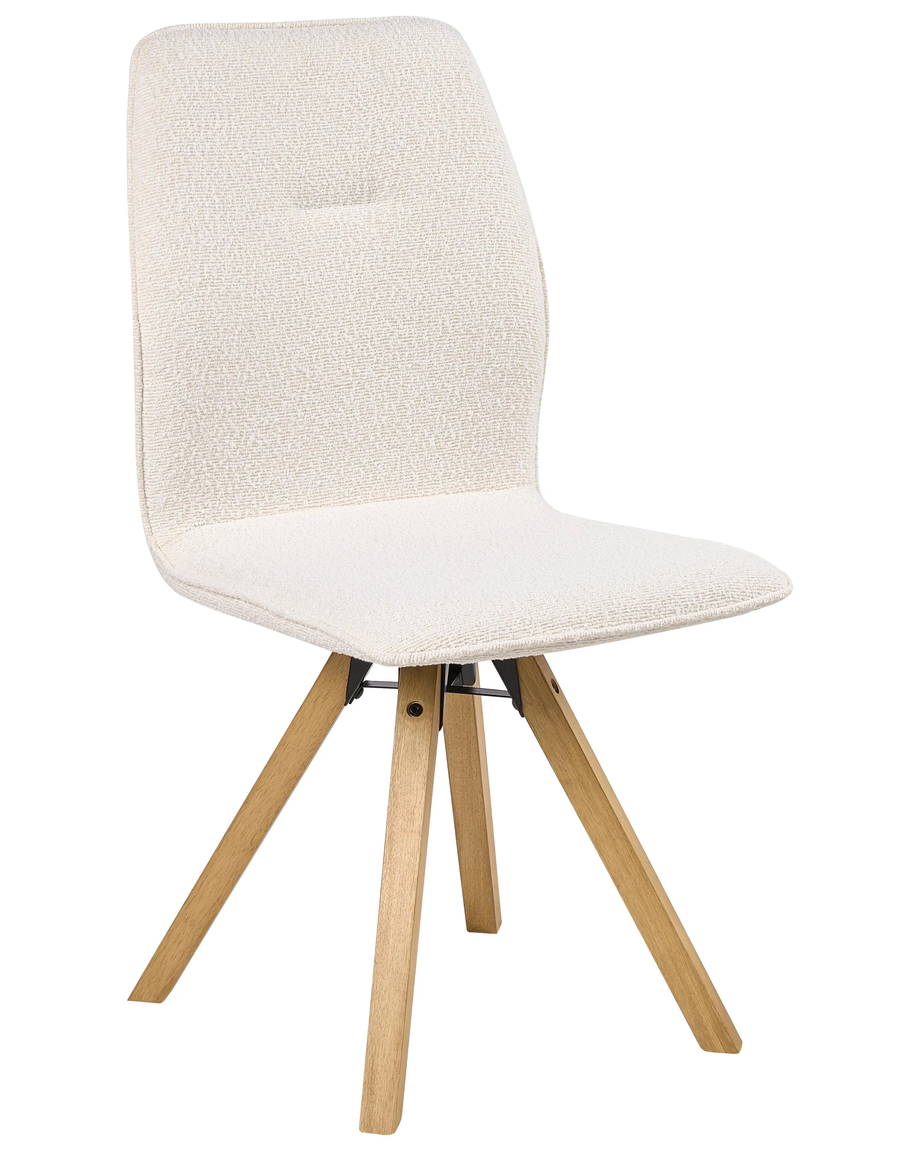 Lot de 2 chaises de salle à manger bouclées blanc cassé avec accoudoirs